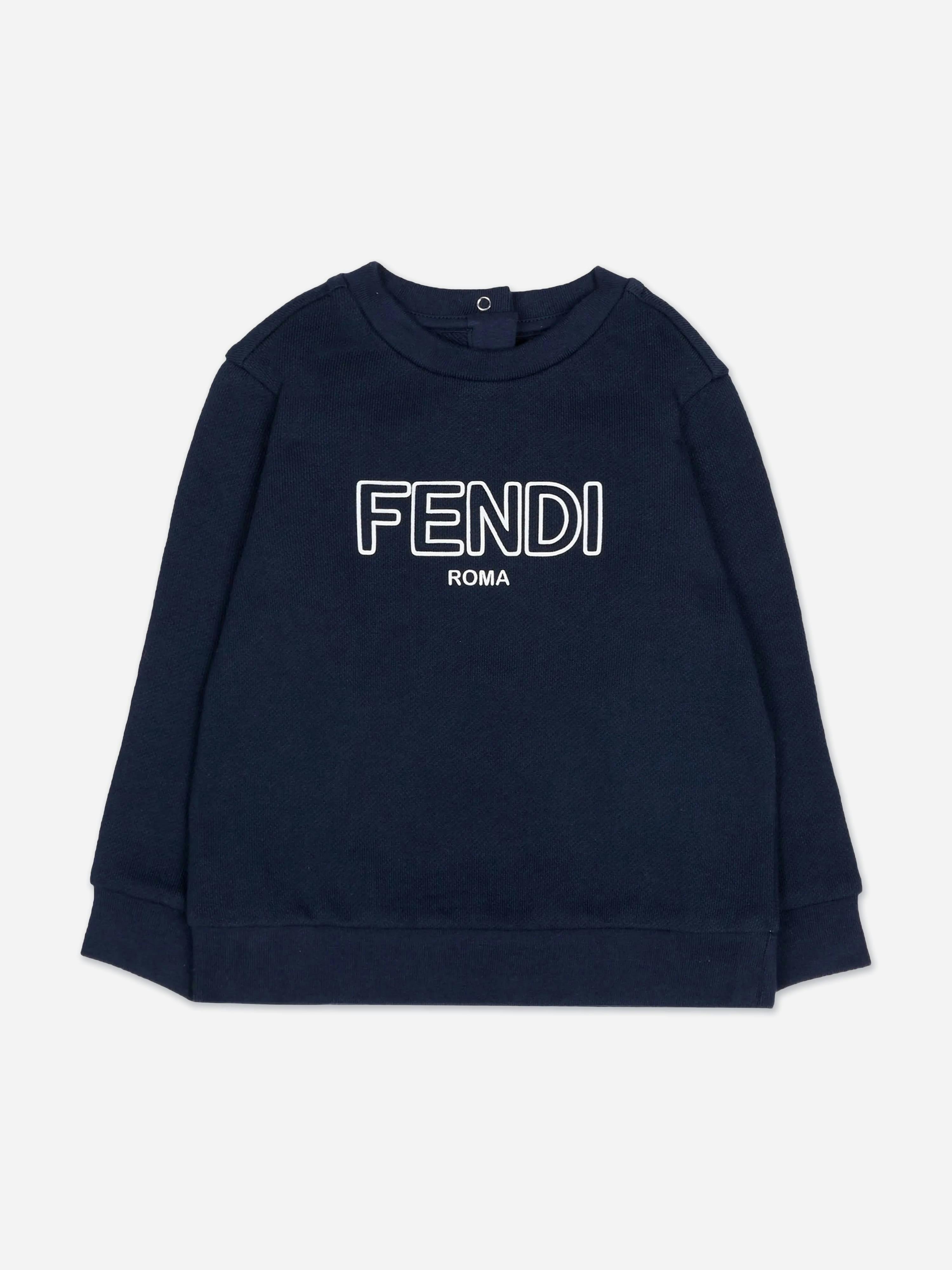 Fendi Kids Boys Dark/Blue Fendi Baby Logo Sweatshirt In Navy - Navy - 36 Mths
