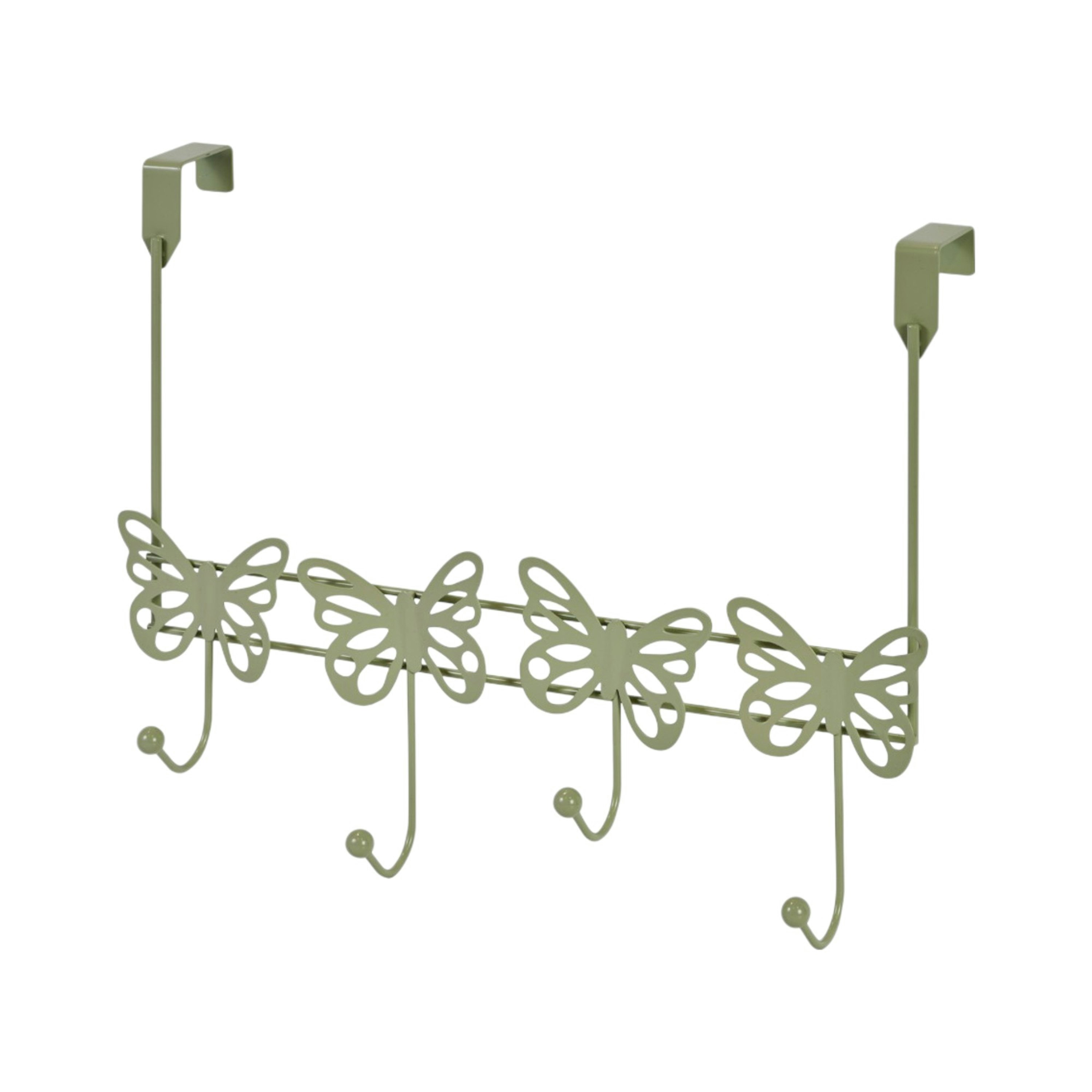 Rackhams Green/Light Butterflies Sage Over Door Storage Hooks