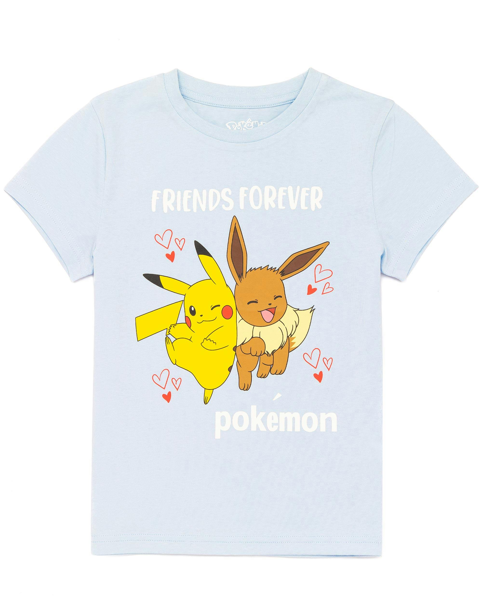 Vanilla Underground Girls Blue Pokemon Pickache & Eeevee Short Sleeved T-Shirt - 5-6 Years