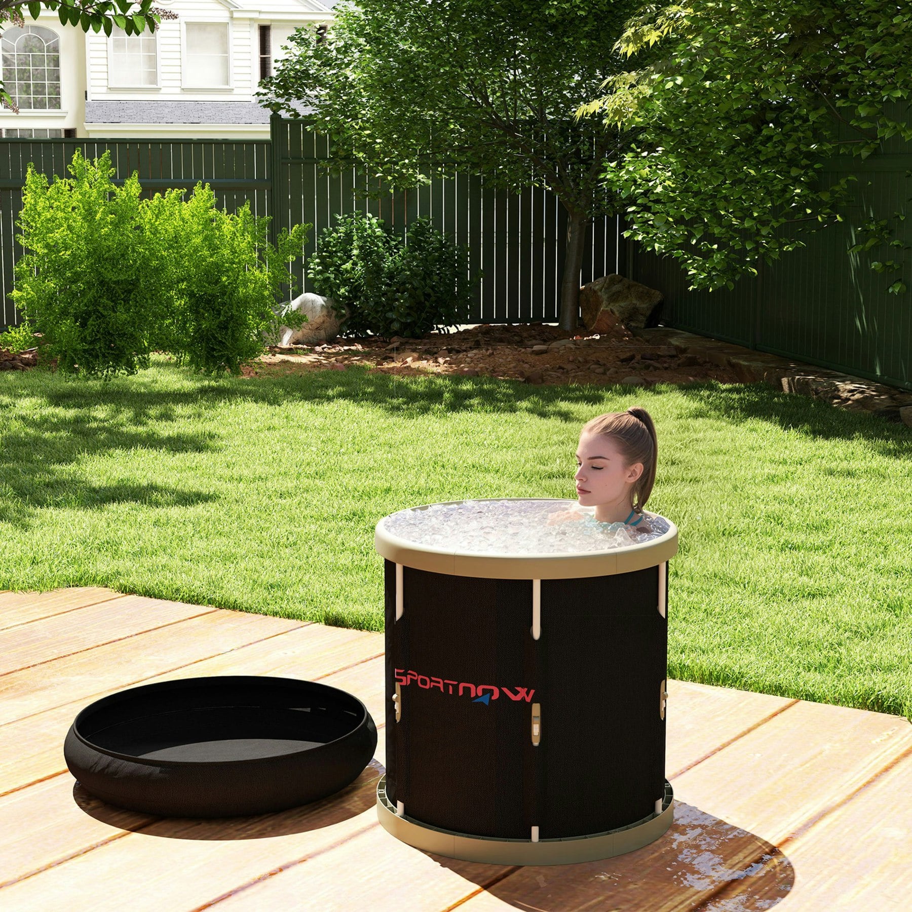 Photos - Inflatable Pool Sportnow Rackhams Ice Bath Tub Outdoor, 210L Portable Cold Water Therapy Tub, Black - Plastic, PE foam, Oxford fabric - Black - 70L x