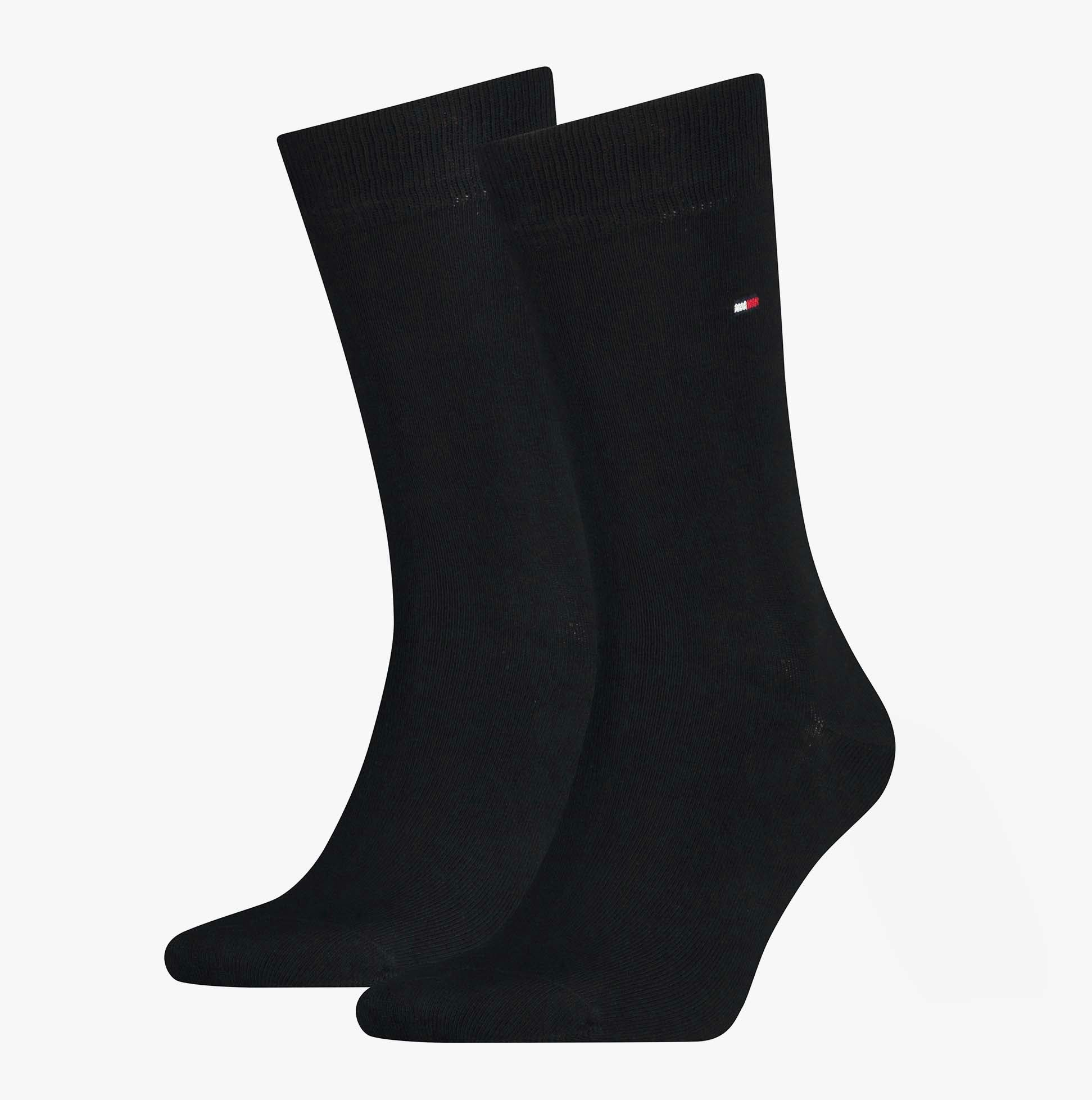 Tommy Hilfiger Men's Black 2 Pack Crew Classic Socks - Uk Size 6.5-8