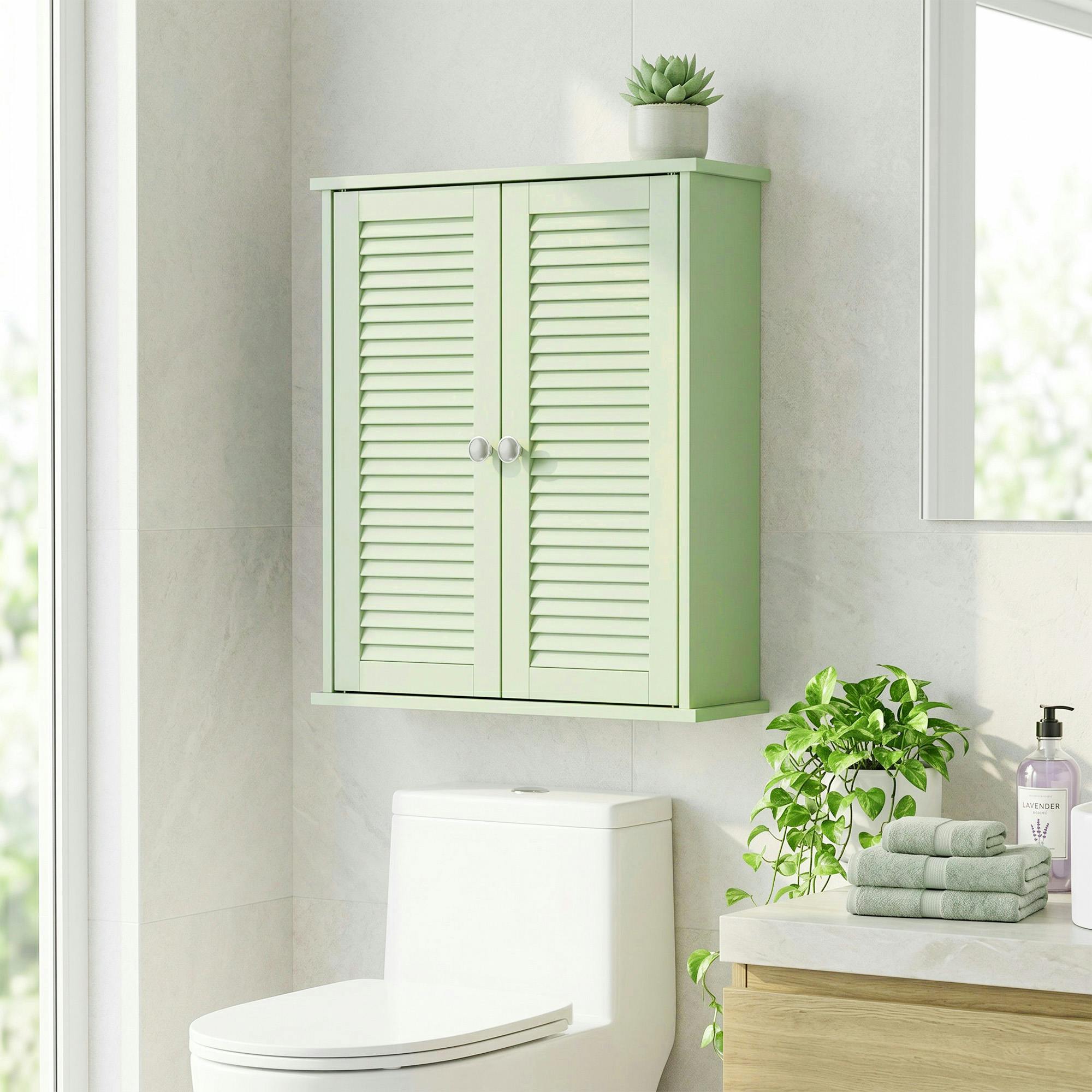Rackhams Light/Green Bathroom Cabinet With Adjustable Shelf,