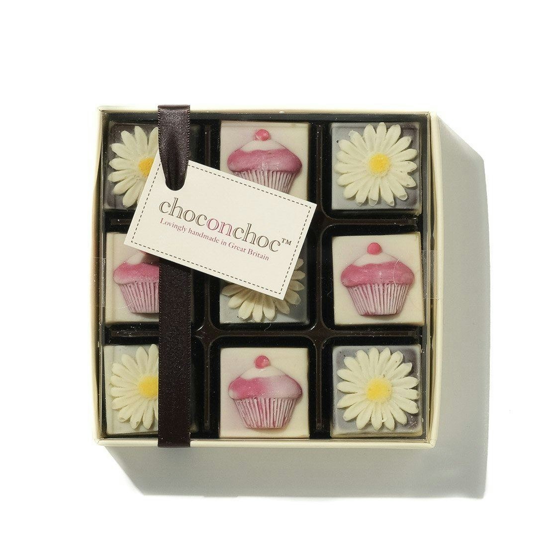 Choc On Choc Dark/White/Yellow Chocolate Daisies And Cupcakes