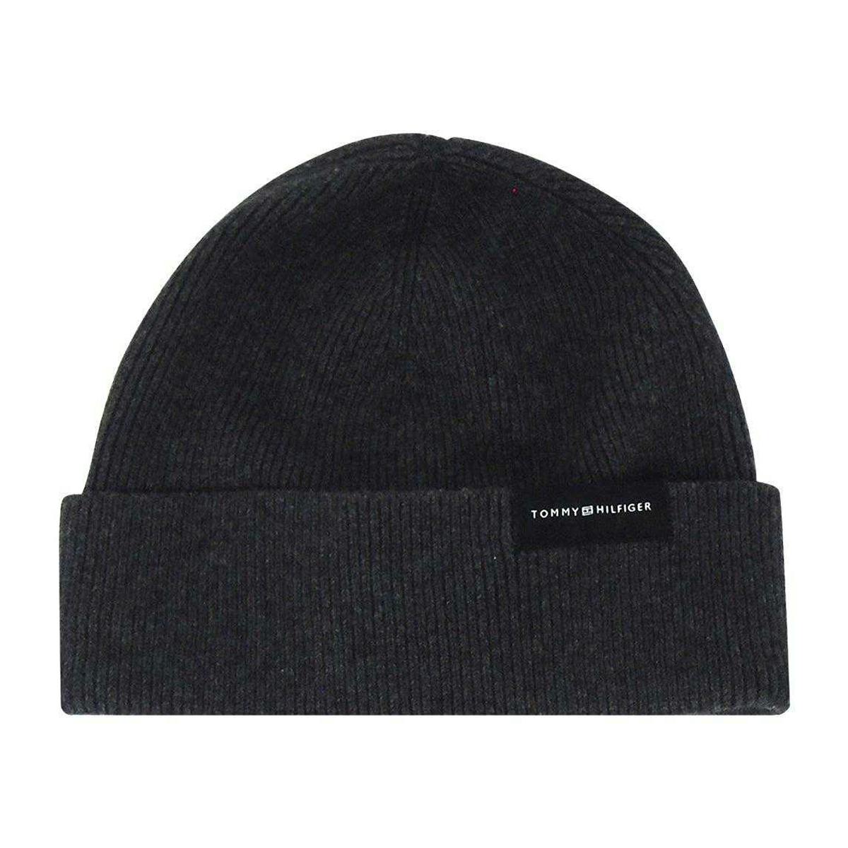 Tommy Hilfiger Grey Logo Beanie - Charcoal - One Size - Charcoal