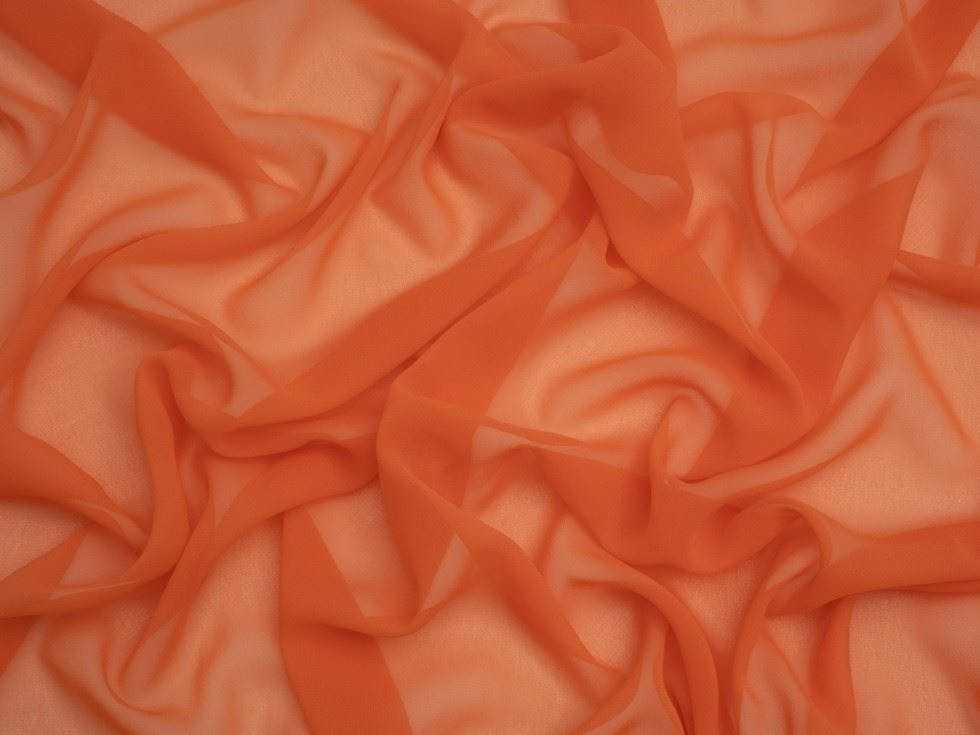 Minerva Light Core Range Sheer Chiffon Fabric - Plain Design Dressmaking Fabric, 110 Cm / 44" Wide - Per Metre - Papaya