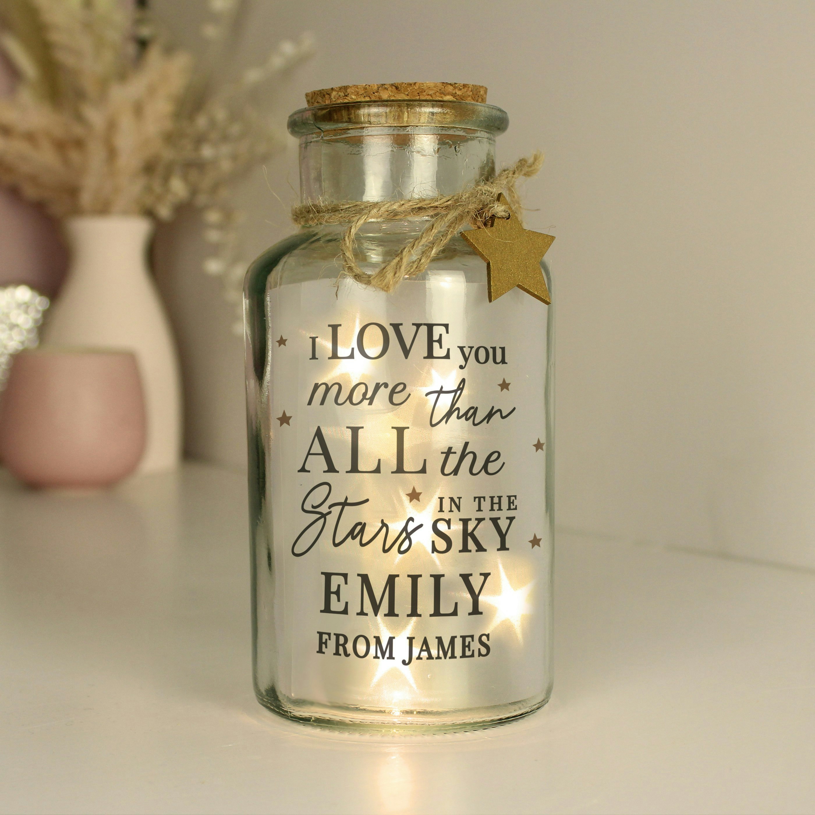 Personalised Memento Company Personalised I Love You More... Led Glass Jar