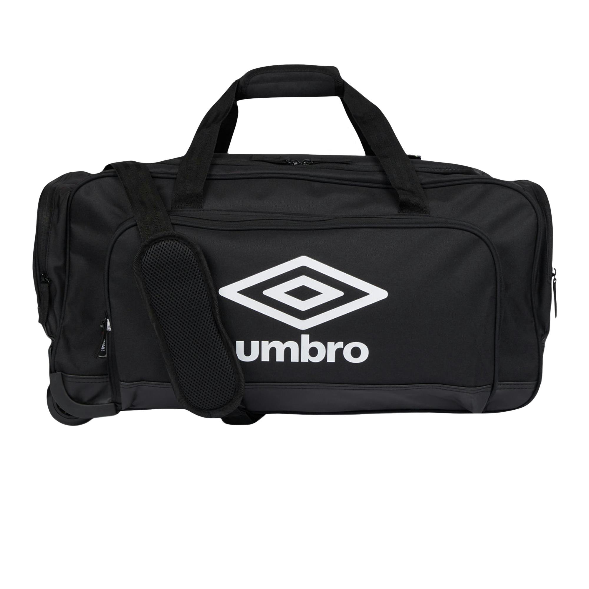 Umbro Black/White Wheeled Duffel Bag - M - 100% Polyester/100% Mixed