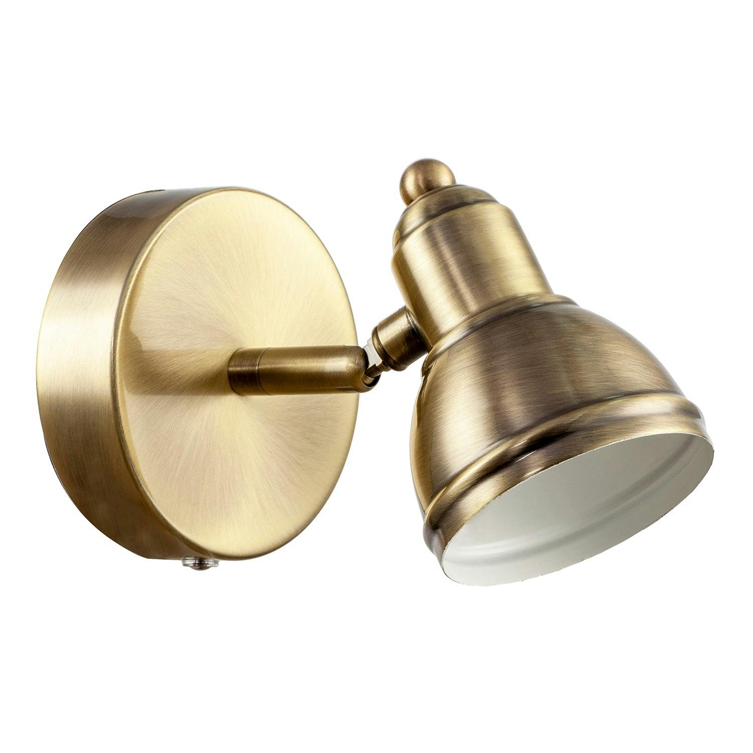 Happy Homewares Light Modern Rechargeable Dimmable Spot Wall Fitting In Antique Brass