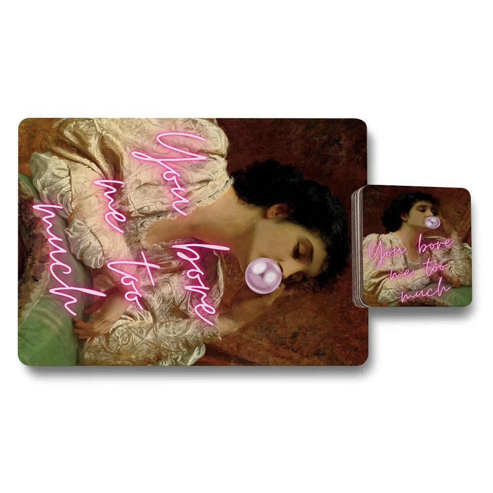 Rackhams Set Of 12 Placemats And Coasters With Designer Artwork And Wood Bottom