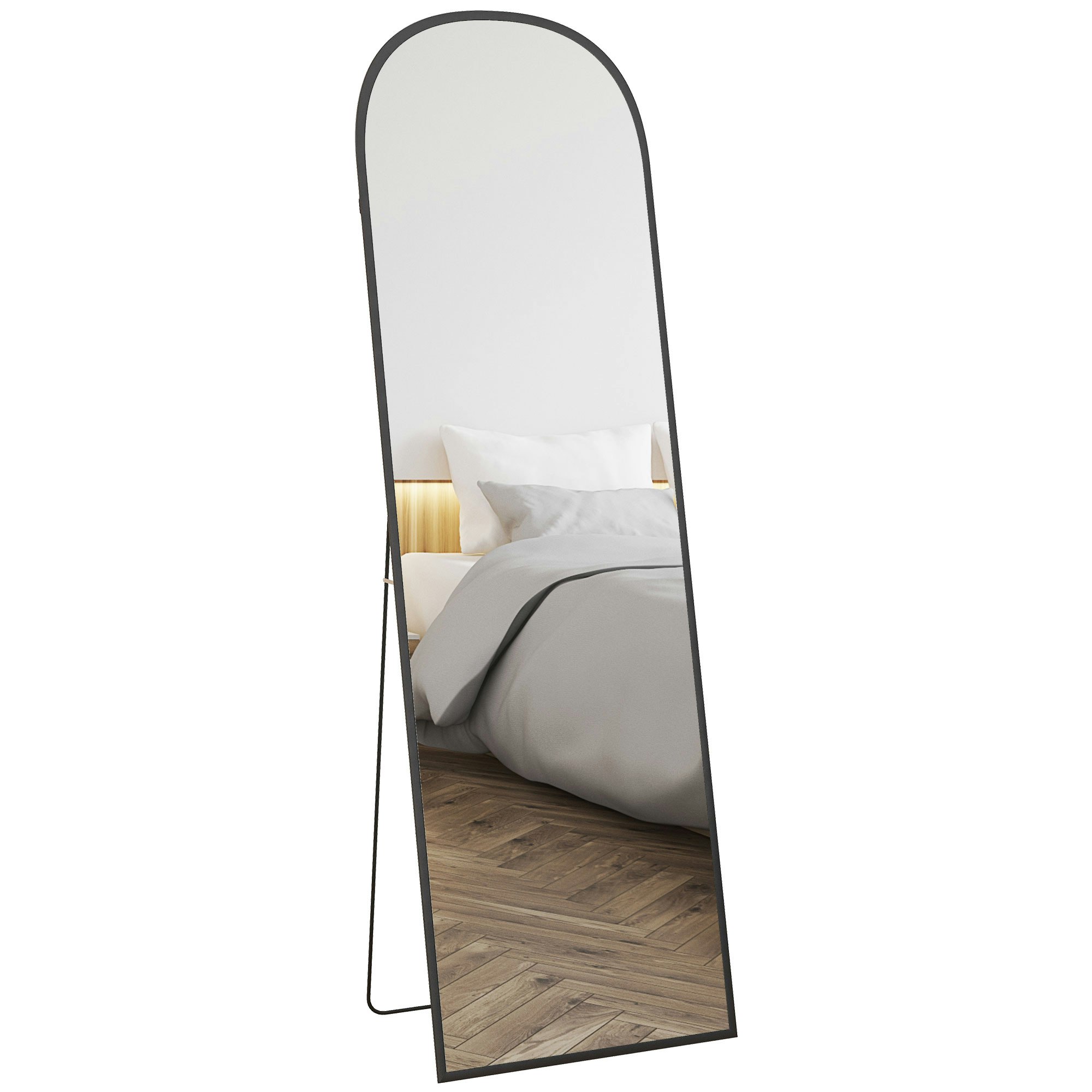Homcom Black Full Length Mirror With Aluminium Alloy Frame Hanging Or Leaning