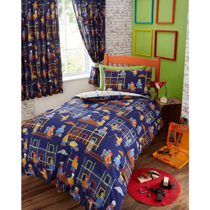 Rackhams Blue/White Building Site Colourful Children Duvet Cover - Multi