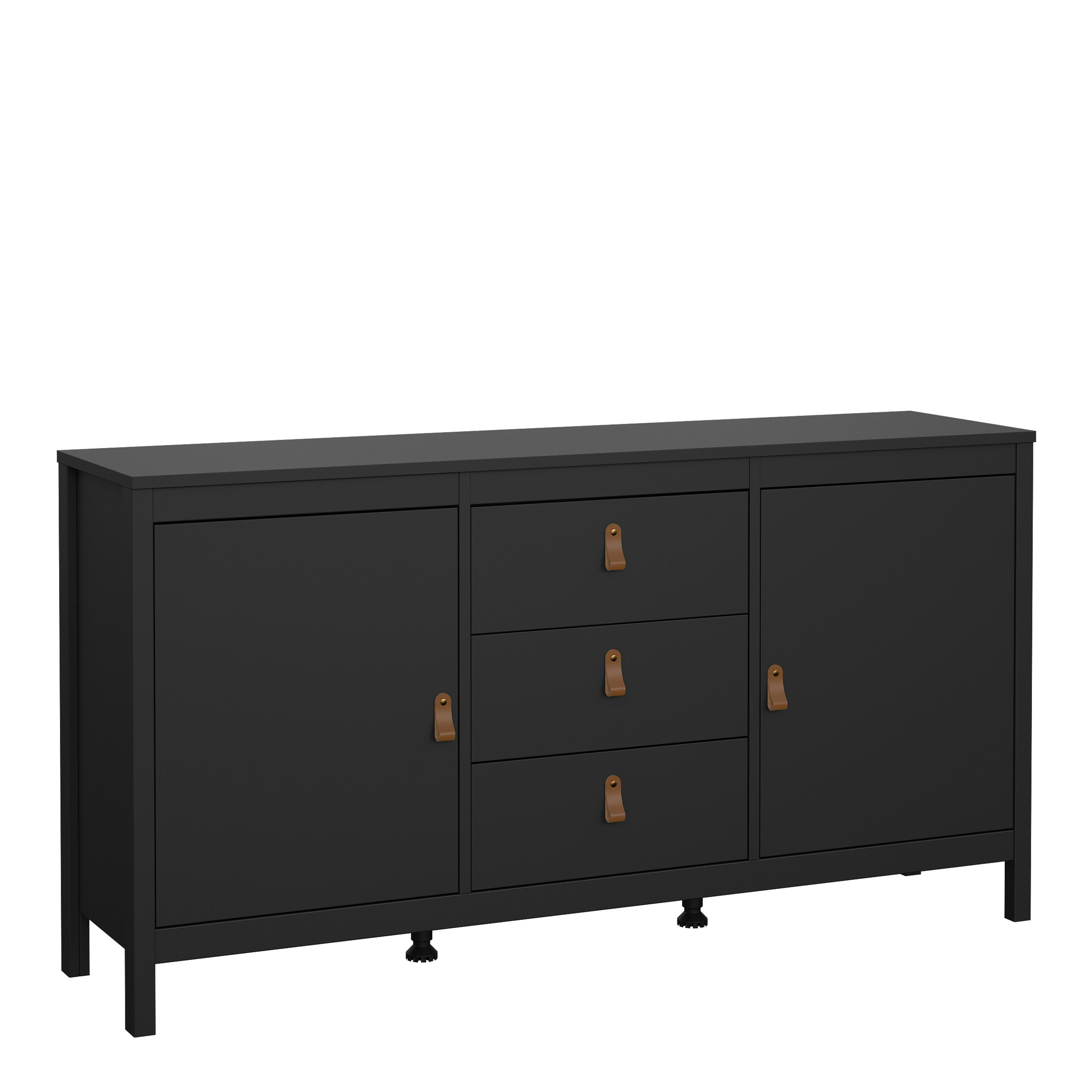Furniture To Go Black Barcelona Sideboard 2 Doors + 3 Drawers In Matt - 151.2 - 1