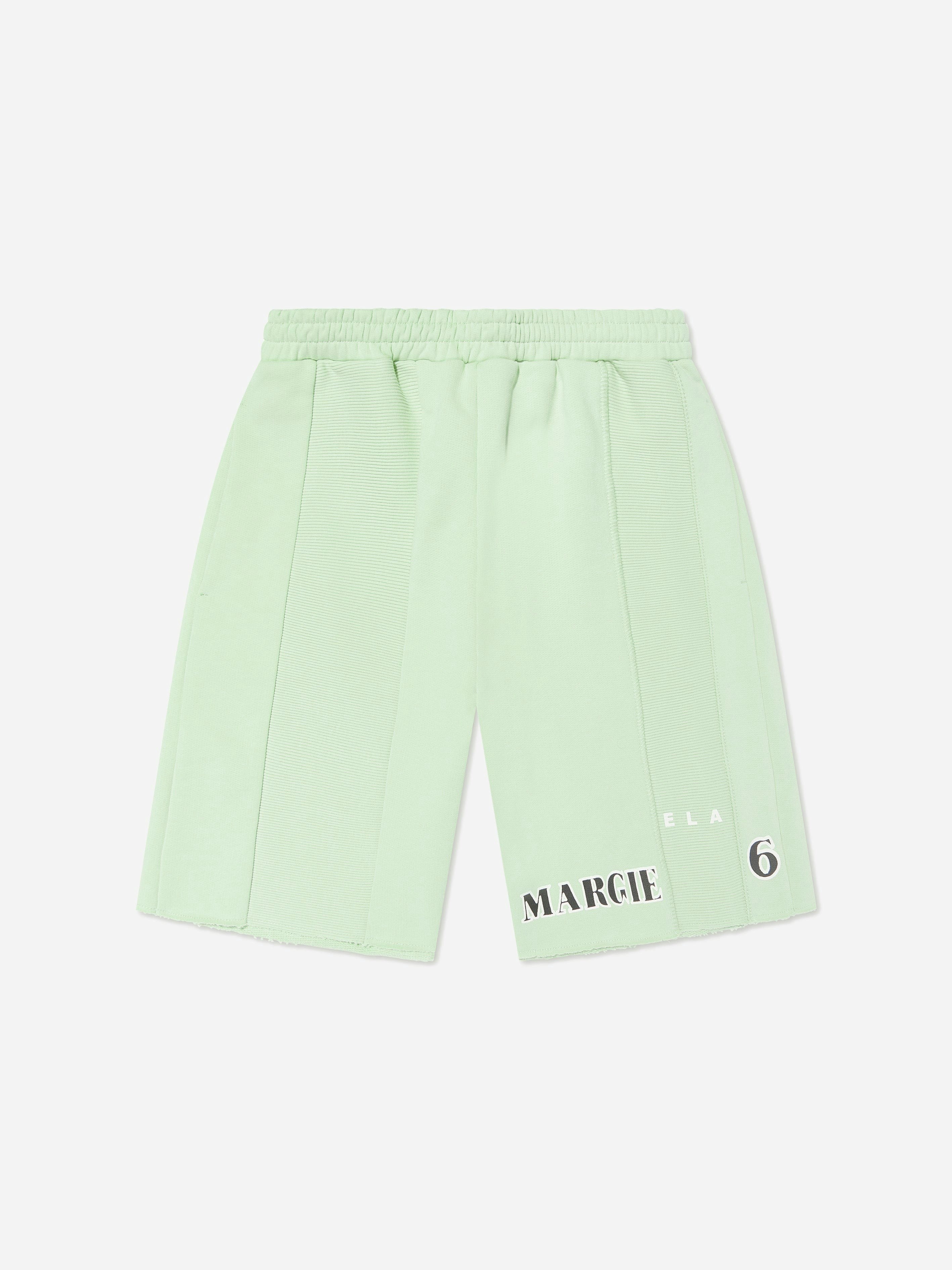 Mm6 Maison Margiela Green Kids Logo Shorts In - 8 Yrs