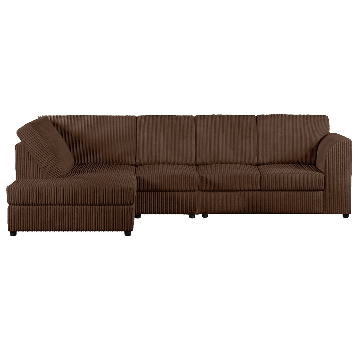 Furnishings For Less Black Luxor Full Cord Fabric 5 Seater Corner Sofa Full Back - Chocolate - Left Hand Facing