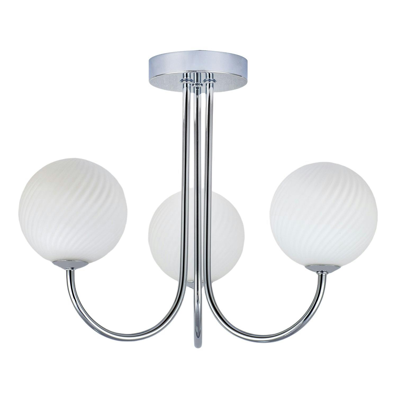 Rackhams Light Modern Polished Chrome Plated Ceiling Fitting With Swirl Glass