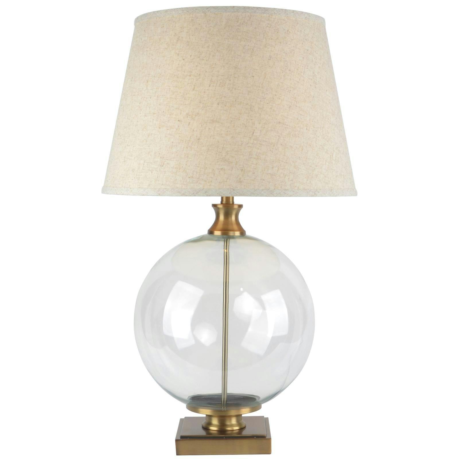 Rackhams Orb Linen Table Lamp (Eu Plug) - Brass - One Size - Brass - 100% Mixed