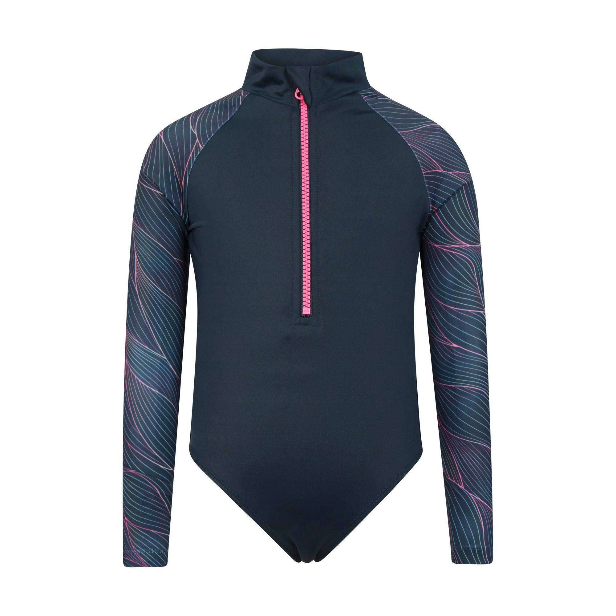 Mountain Warehouse Girls Mira Lines Rash Guard Swimsuit - Navy - 5-6 Years - Navy