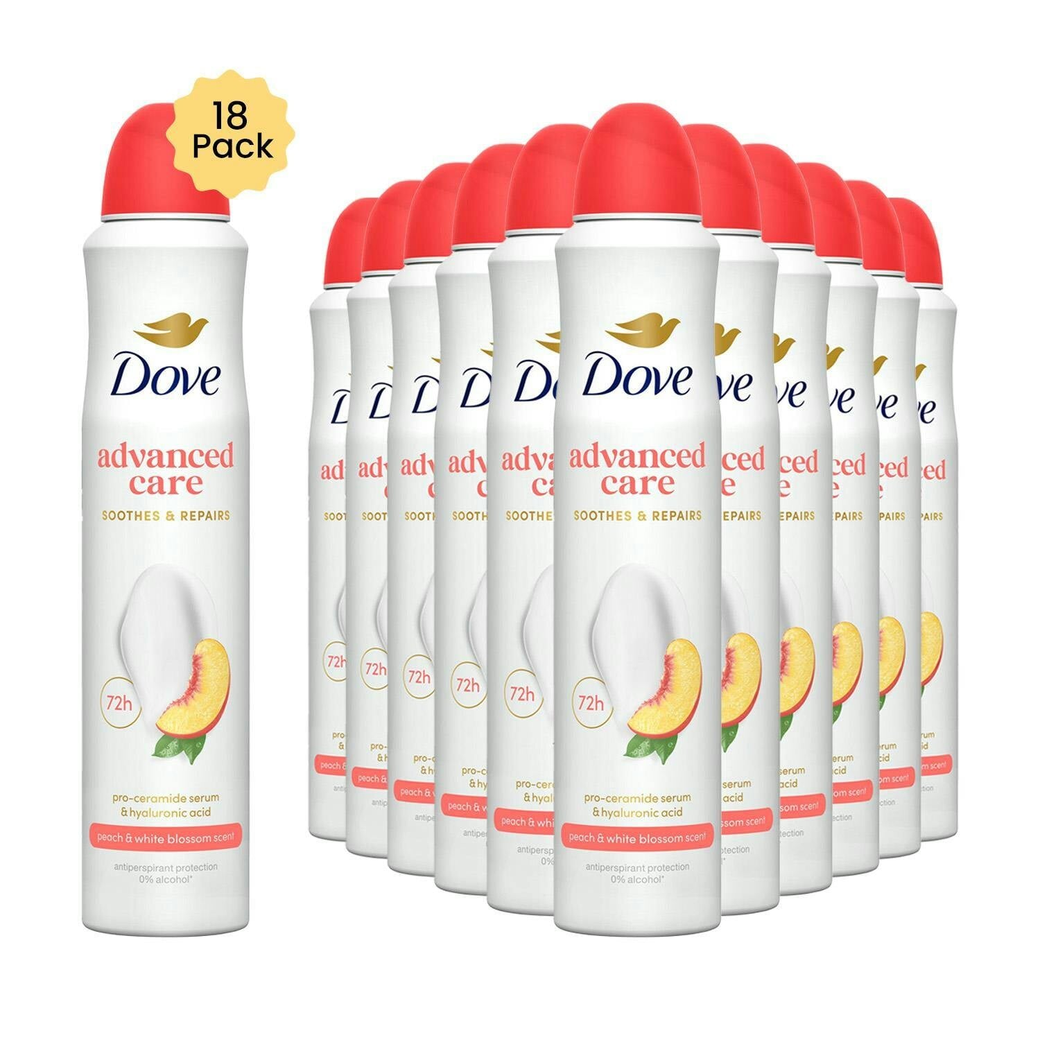 Dove Peach/White Advanced Care Go Fresh Antiperspirant Spray & Blossom, 18X200ml