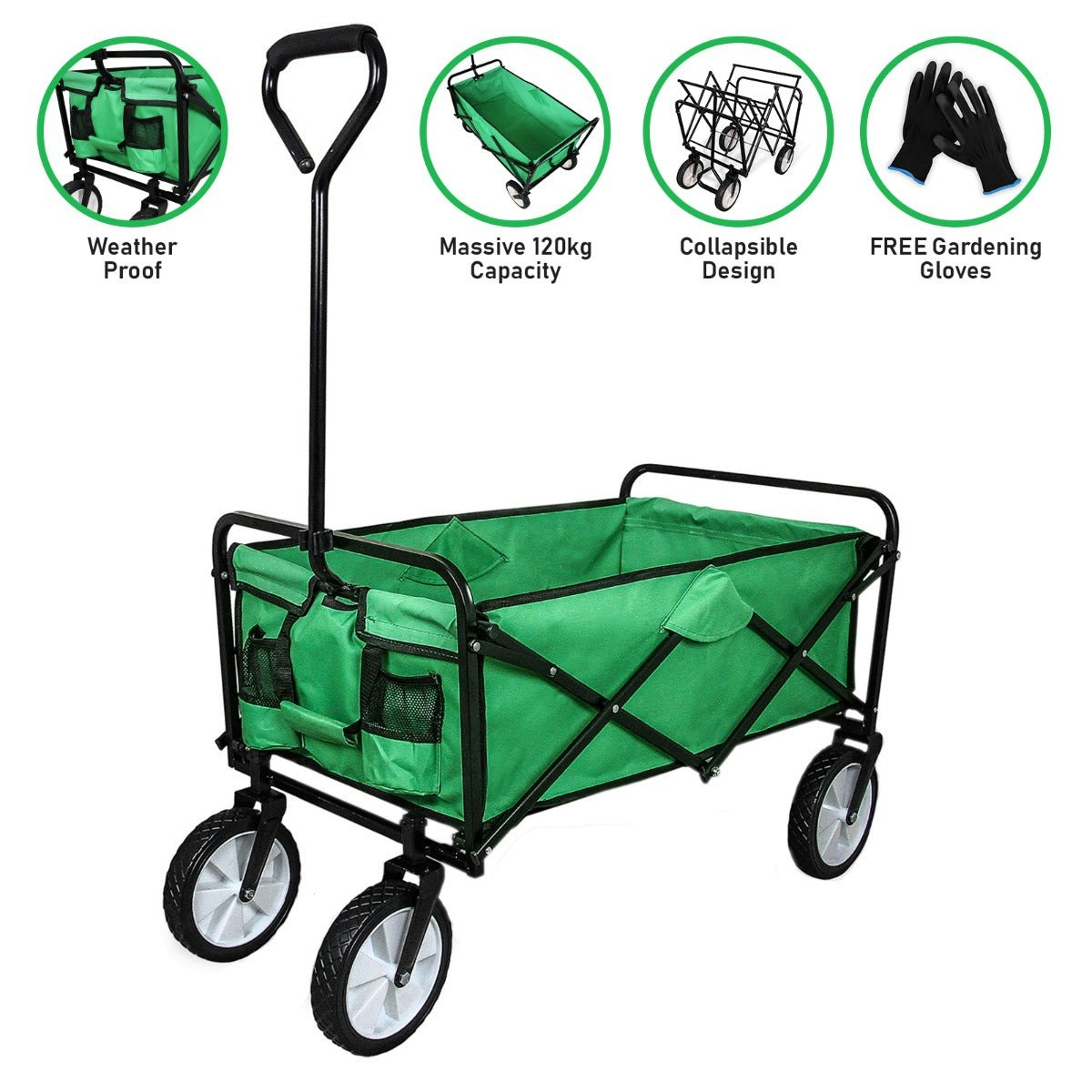 Monstershop Green Foldable Garden Cart
