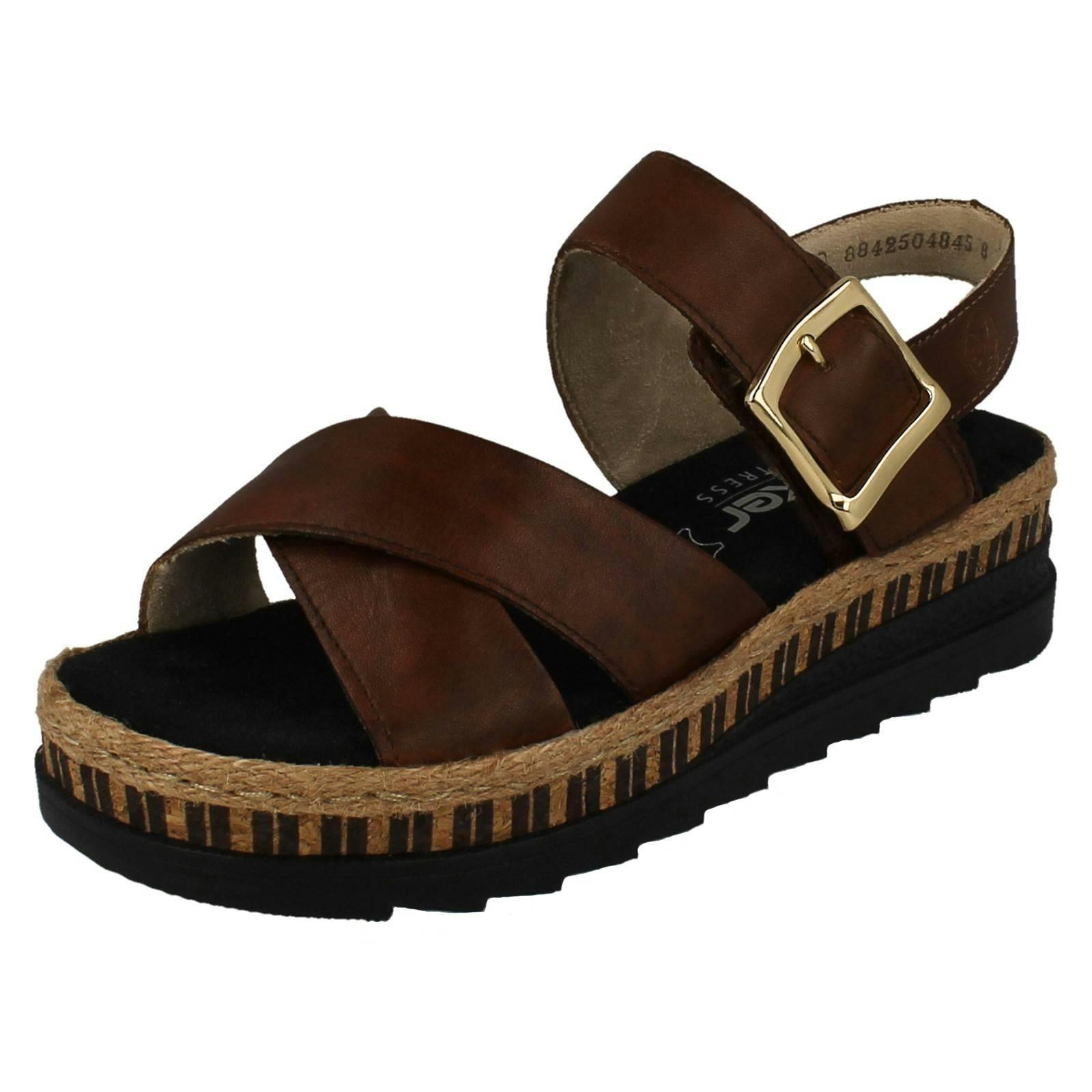 Rieker Women's Brown Hook And Loop Sandals V7951 - Uk 7.5