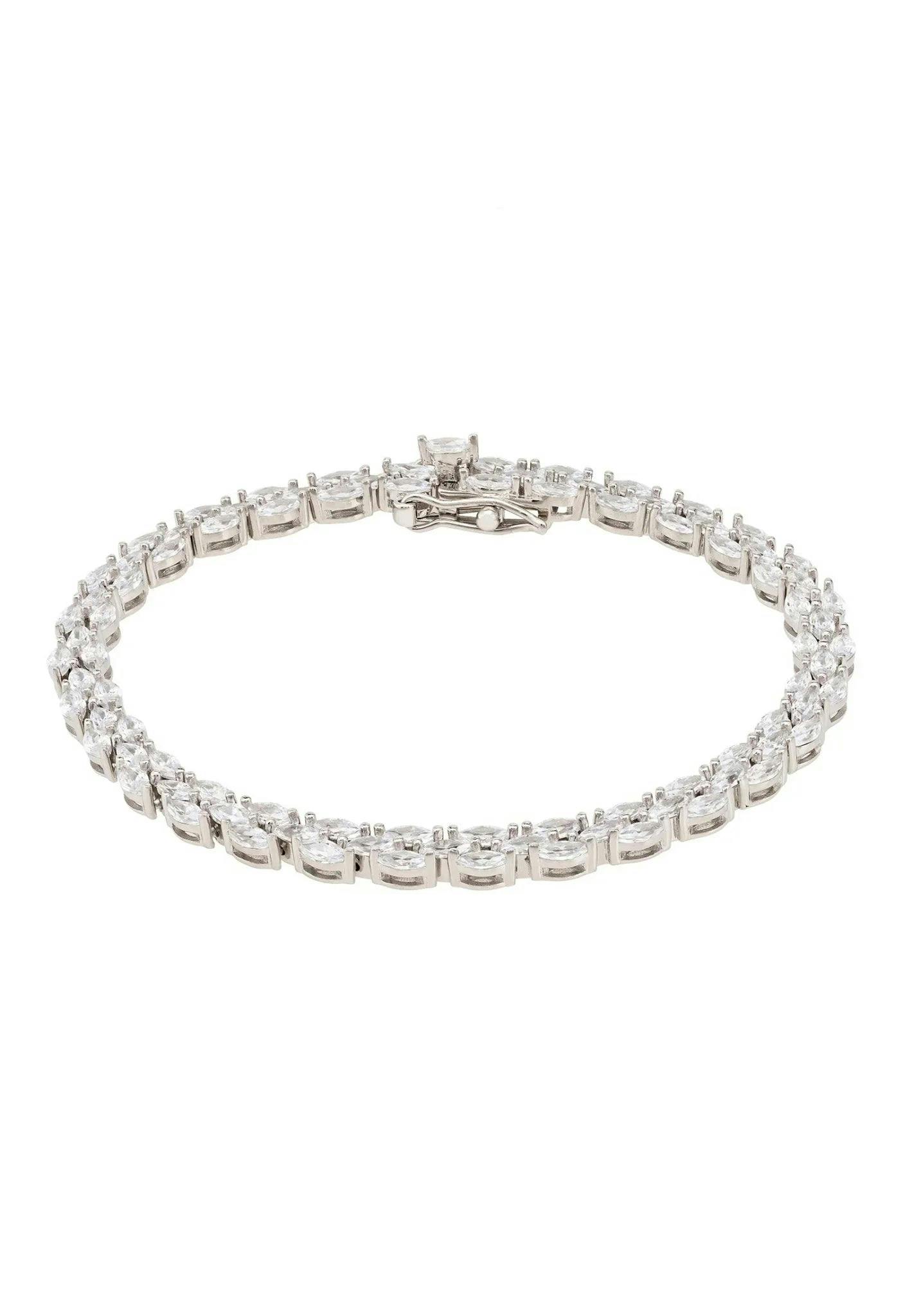 Latelita Silver Petal Tennis Bracelet Small