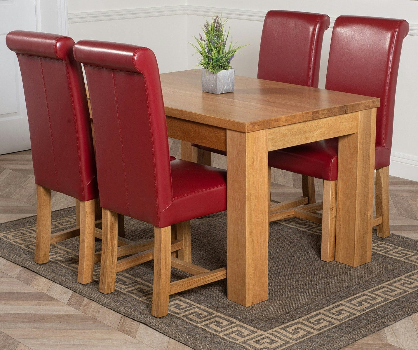 Rackhams Black Dakota Small Oak Dining Table With Washington Leather Chairs - 6 Chairs