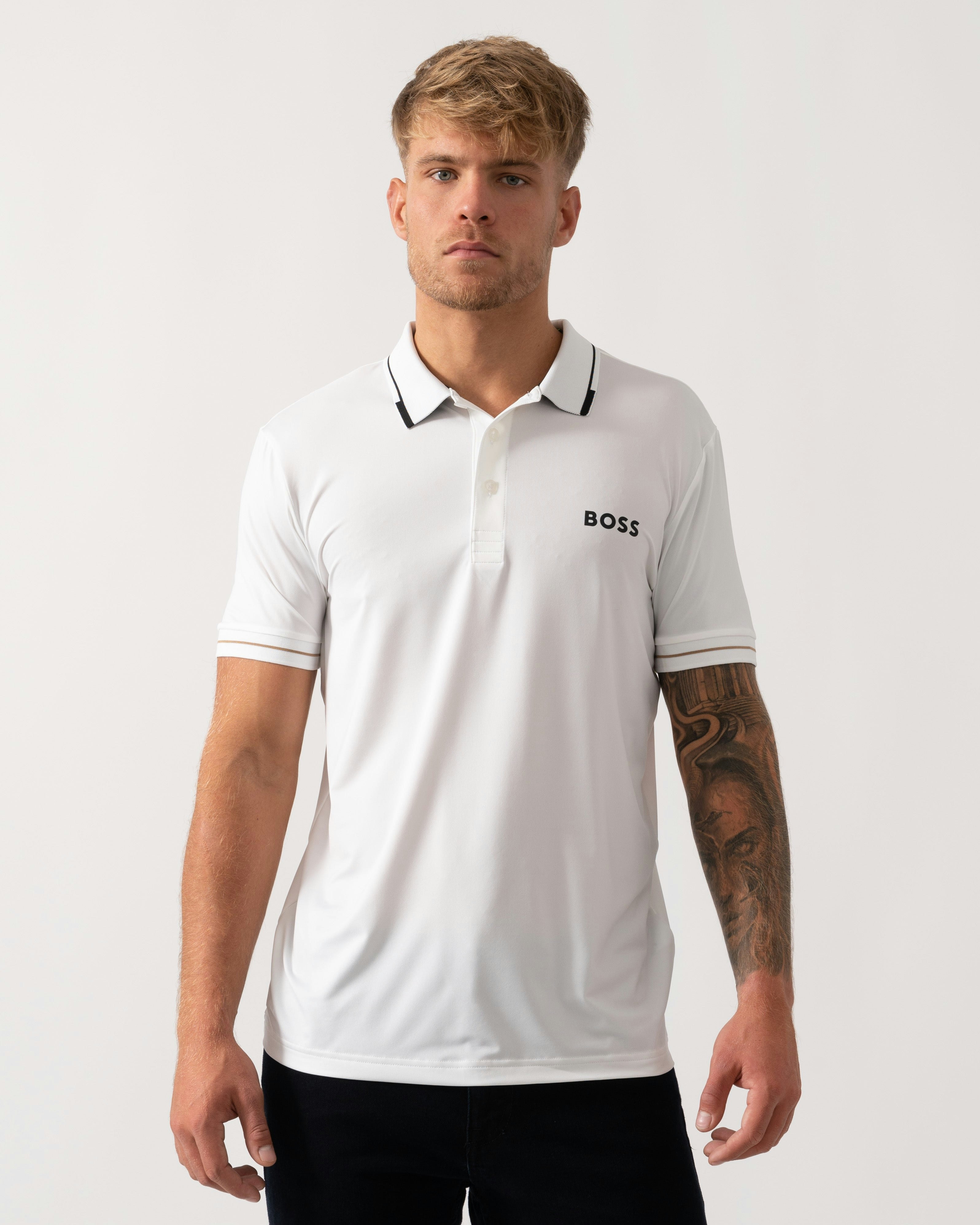 Boss Men's Green Paul Pro Tipped Polo Shirt - Natural 104 - Natural 104 - L
