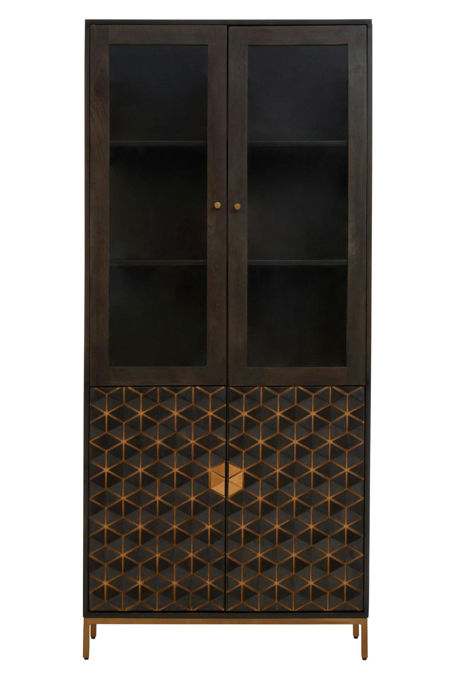 Rackhams Grey Patna Finish Mango Wood Tall Cabinet