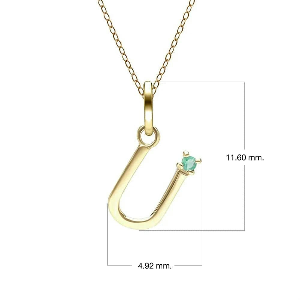 Gemondo Yellow/Gold Initial Emerald Letter Necklace In 9Ct - U