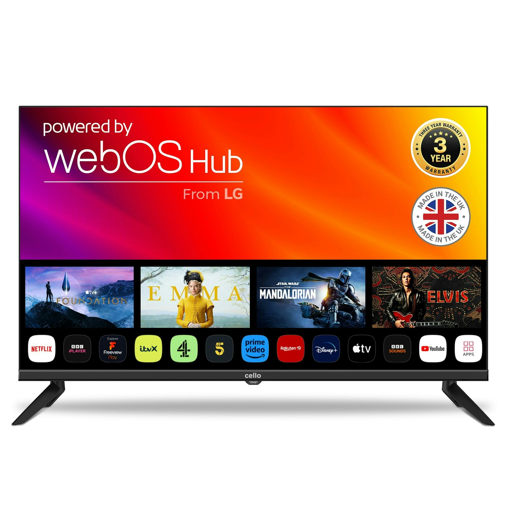 Cello C32ws Frameless Led 32"Smart Webos Tv Freesat Built In Bluetooth