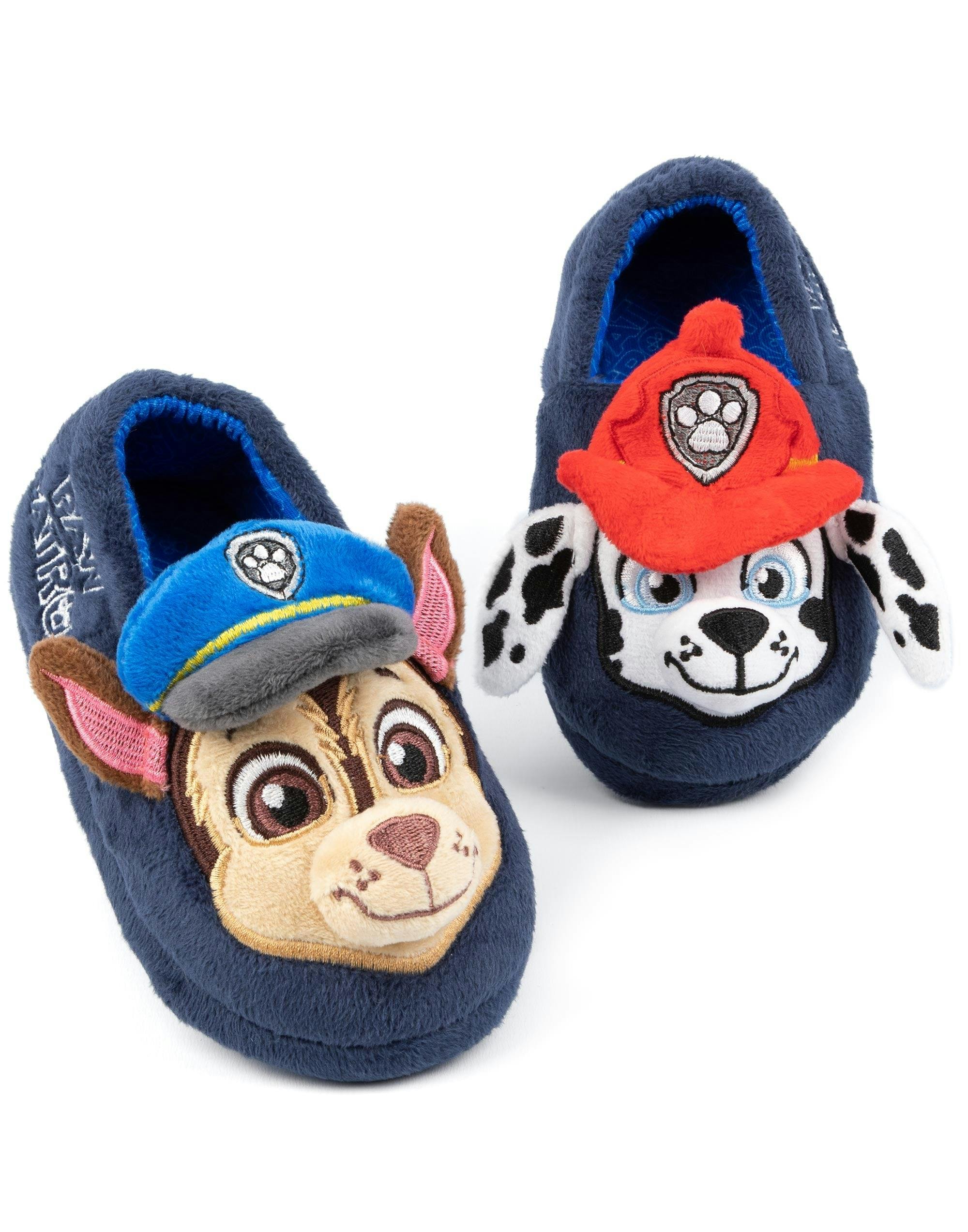 Vanilla Underground Boys Blue Paw Patrol 3D Characters Applique Slip On Loafer Slippers - 12 Uk Child