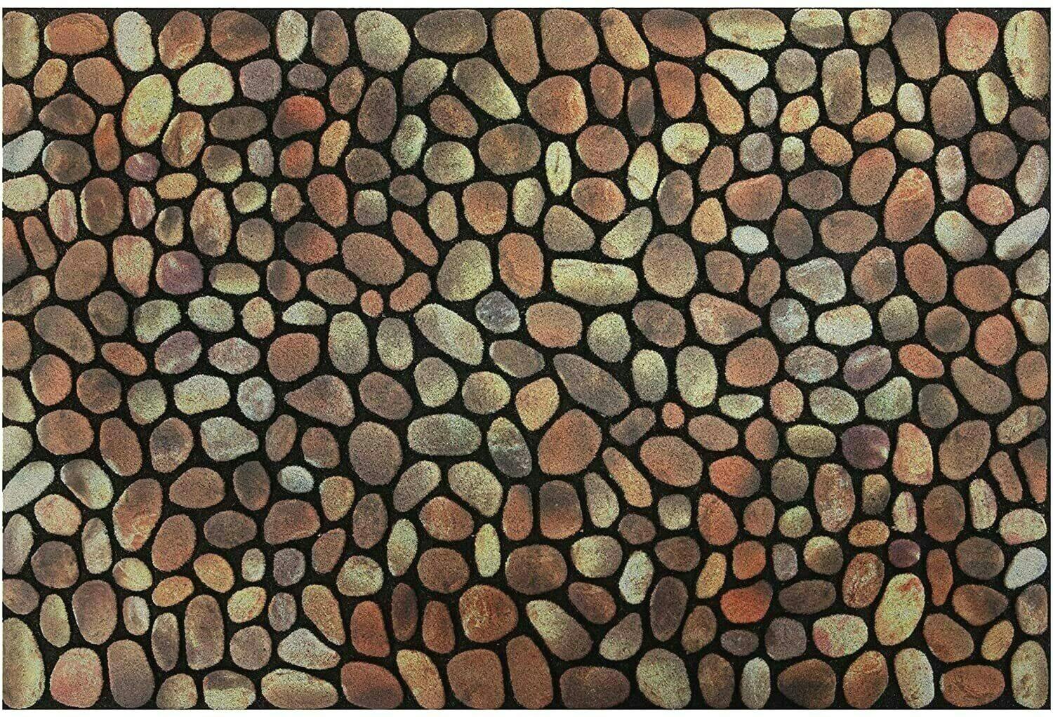 Nicoman Unisex Brown Stone Pebble Design Indoor & Outdoor Mat In | Size: 40 Cm X 60 Cm - Image 2