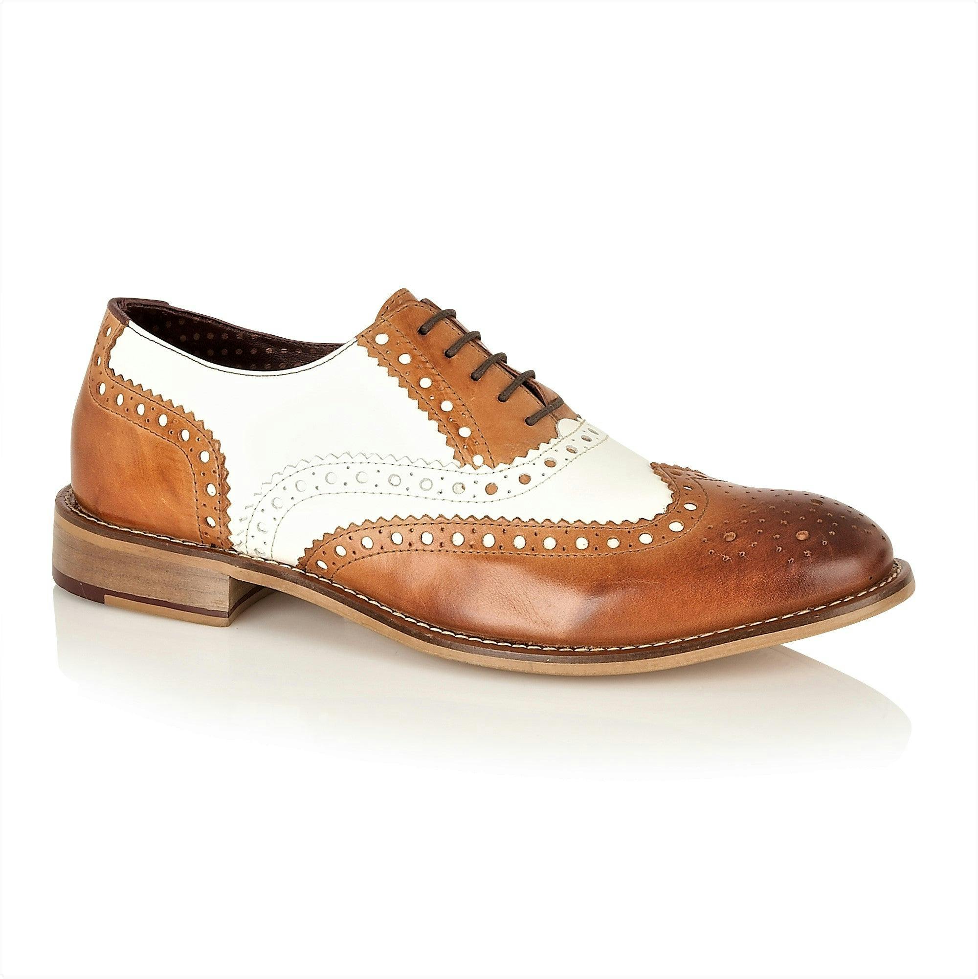 London Brogues Men's White Gatsby Brogue Tan / - 8
