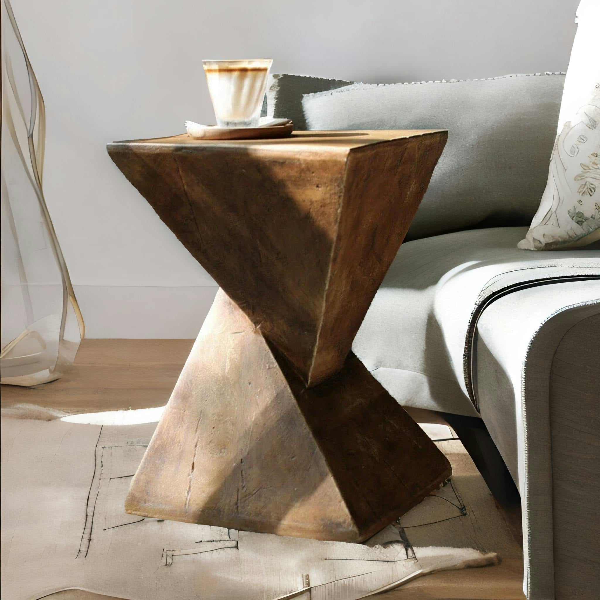 Rafaelo Mobilia Brown Industrial Concrete Indoor Outdoor Side Table Nordic Natural