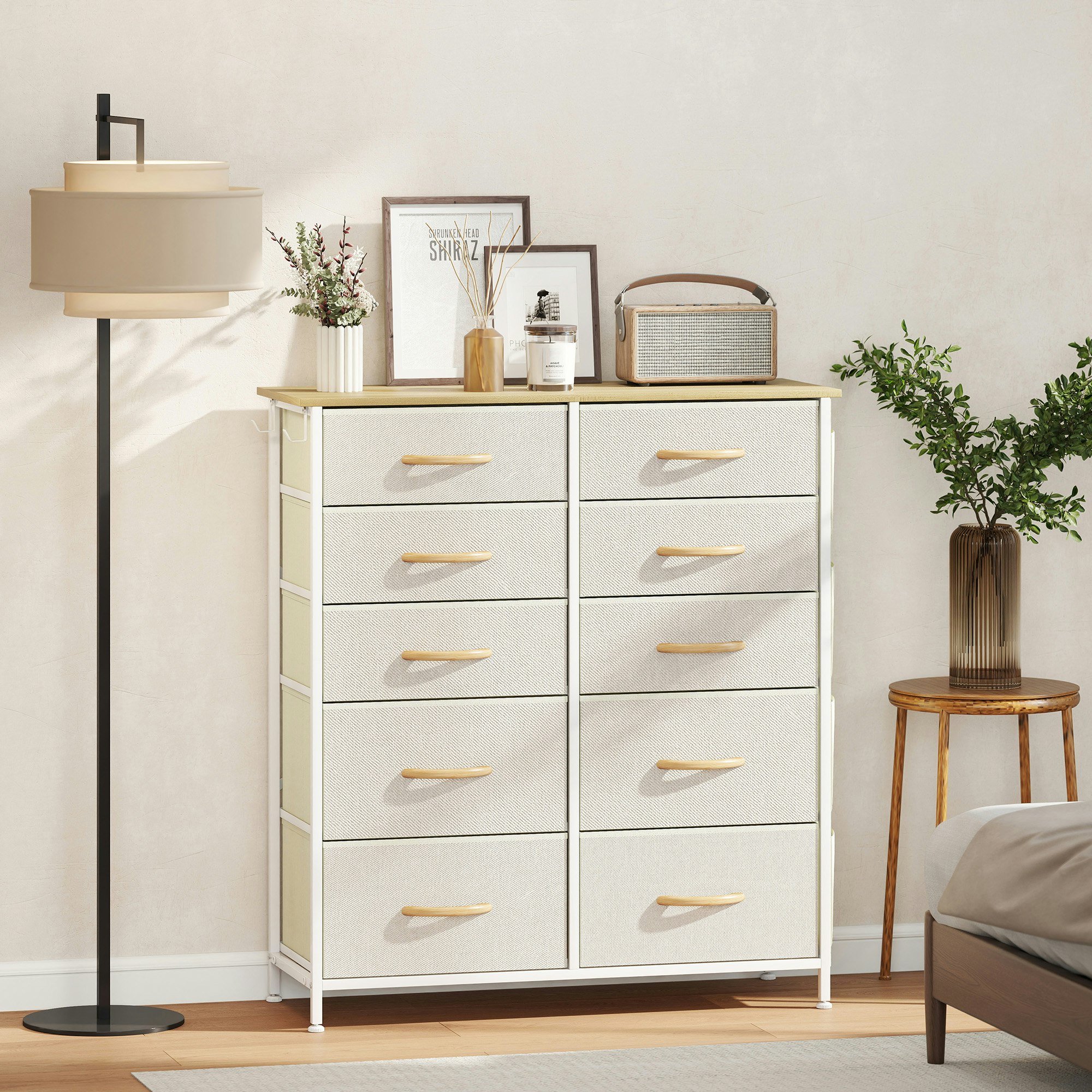 Rackhams Beige Fabric Chest Of Drawers, 4 Drawer Dresser For Bedroom, - 10 Fabric Drawers