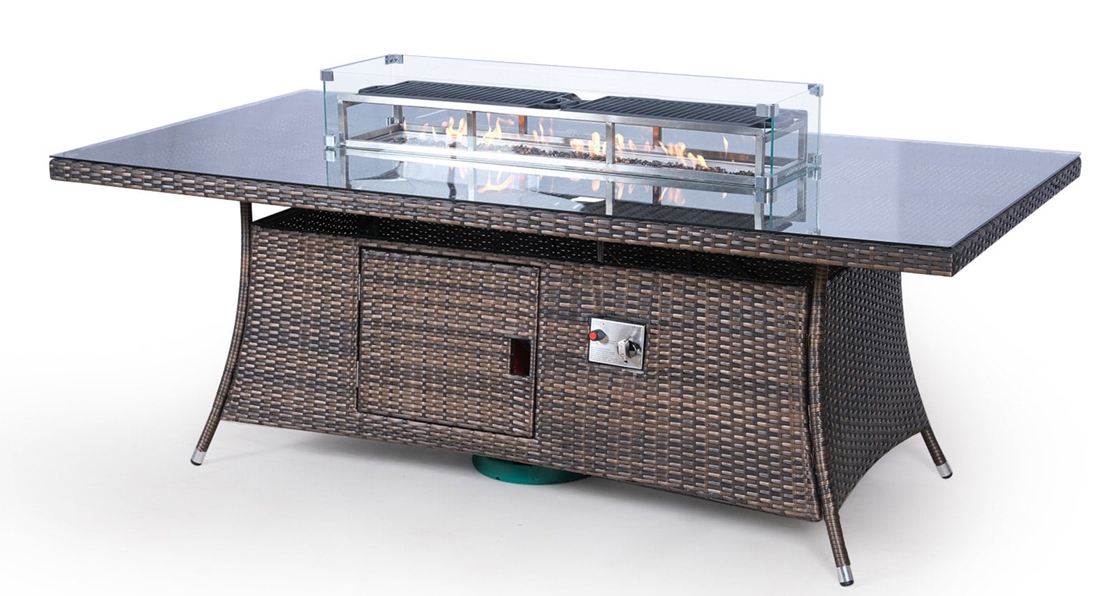 Rackhams Brown Fire Pit 8 Seater Rectangle Rattan Dining Table - 1