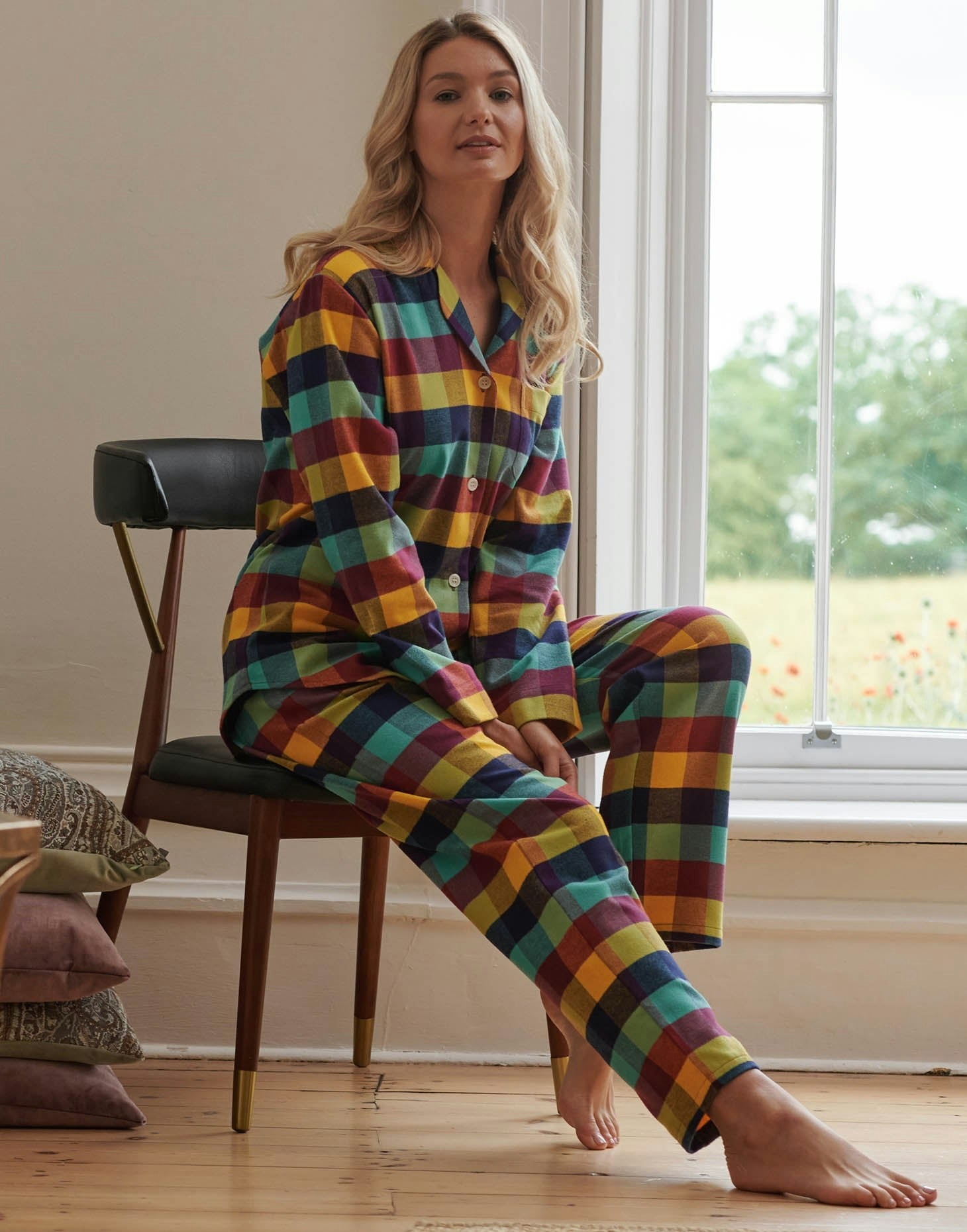 British Boxers Women's Brushed Cotton Pyjama Set – Edinburgh Check - Petite