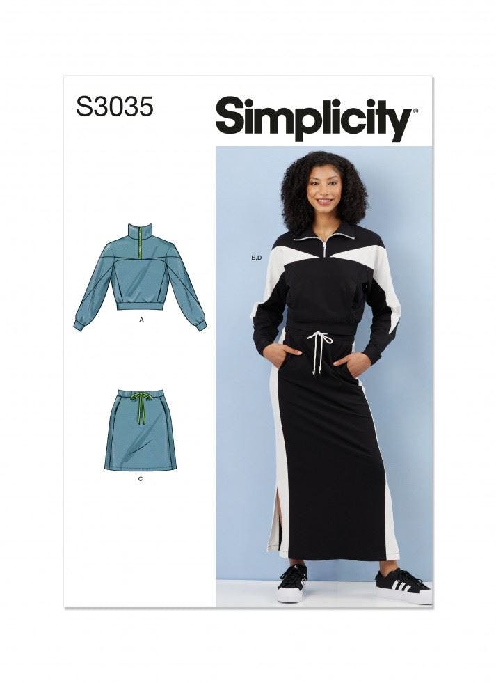 Simplicity Women's Sewing Pattern 3035, Tops, Sweaters, Skirts For A (Xs-S-M-L-Xl-Xxl) - Intermediate - A (Xs-S-M-L-Xl-Xxl)