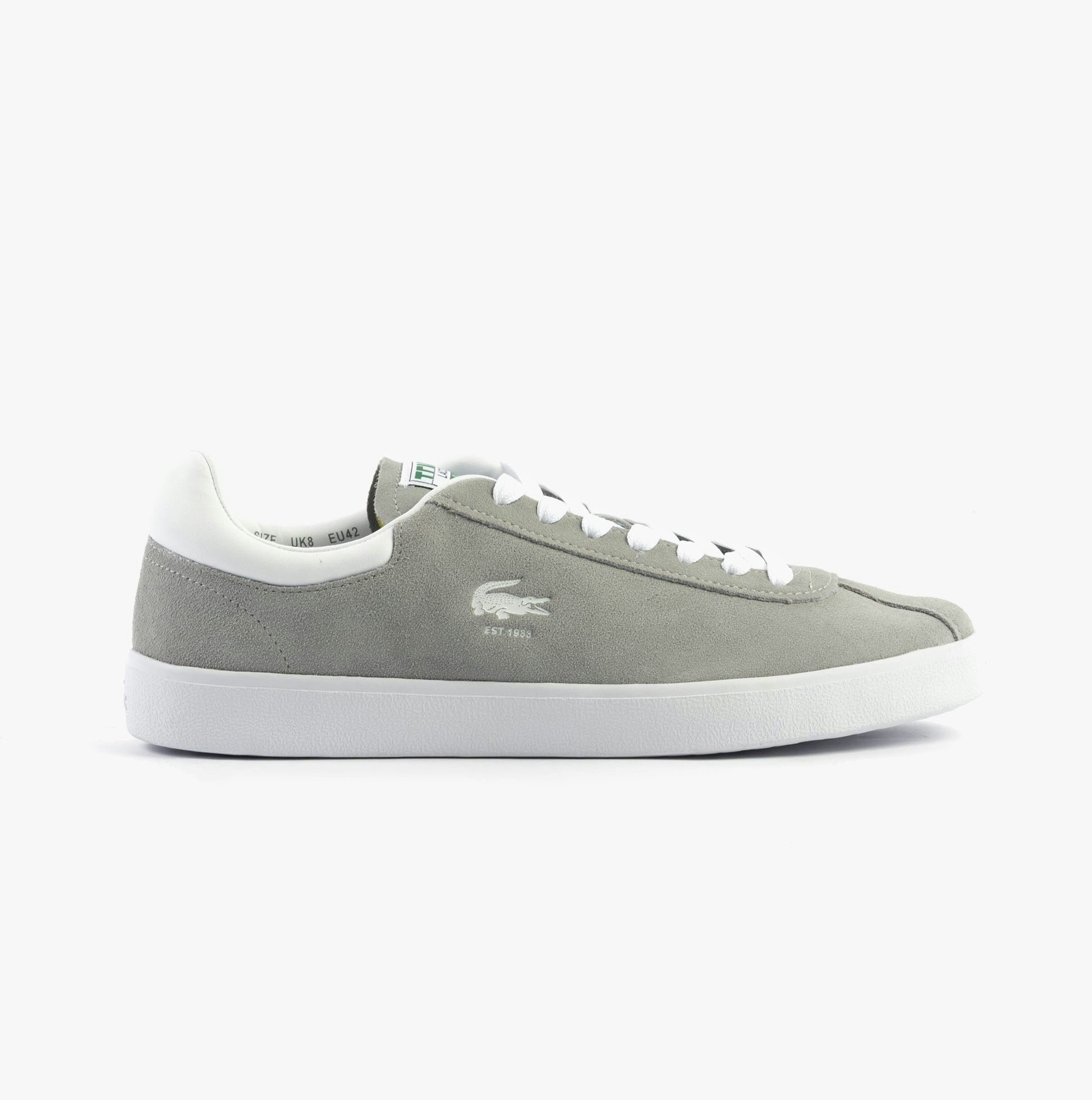 Lacoste Men's Grey/White Baseshot Trainers - Uk 7
