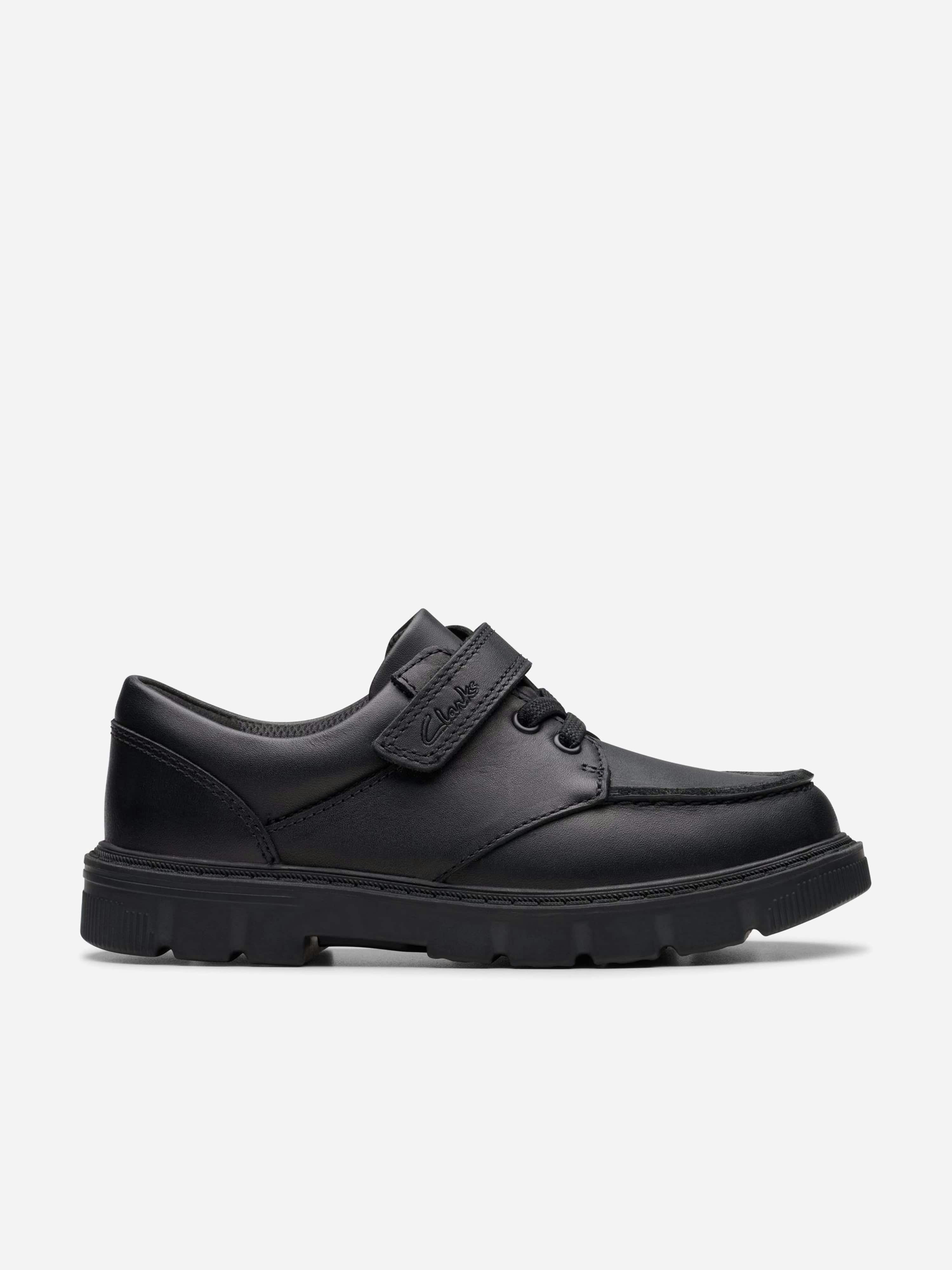 Clarks Boys Black Leather Lorcam Edge Shoes In - Eu 31 Uk 12.5
