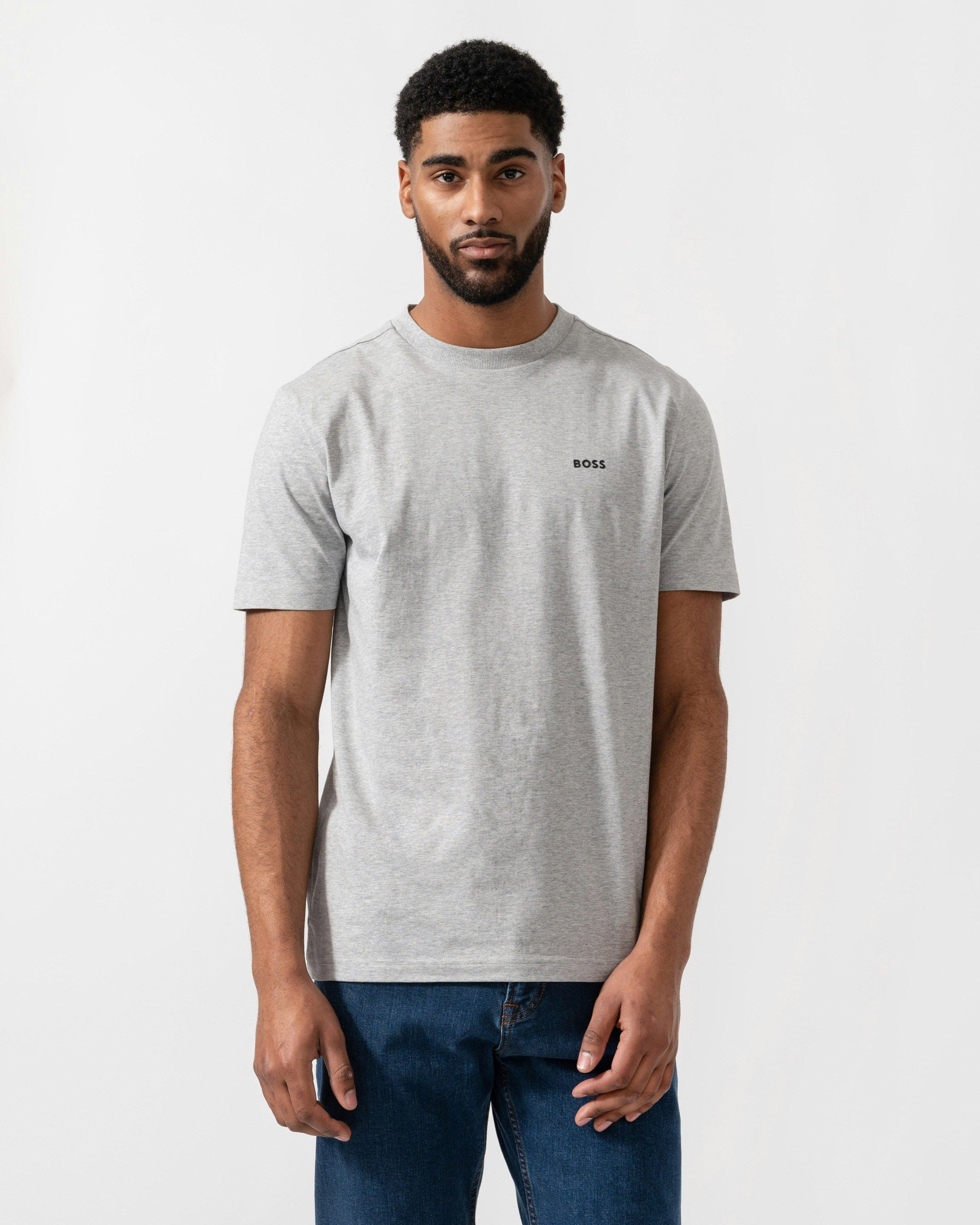 Boss Men's Green/Silver Tee Stretch Cotton T-Shirt With Contrast Logo - 043 - 043 - Xl