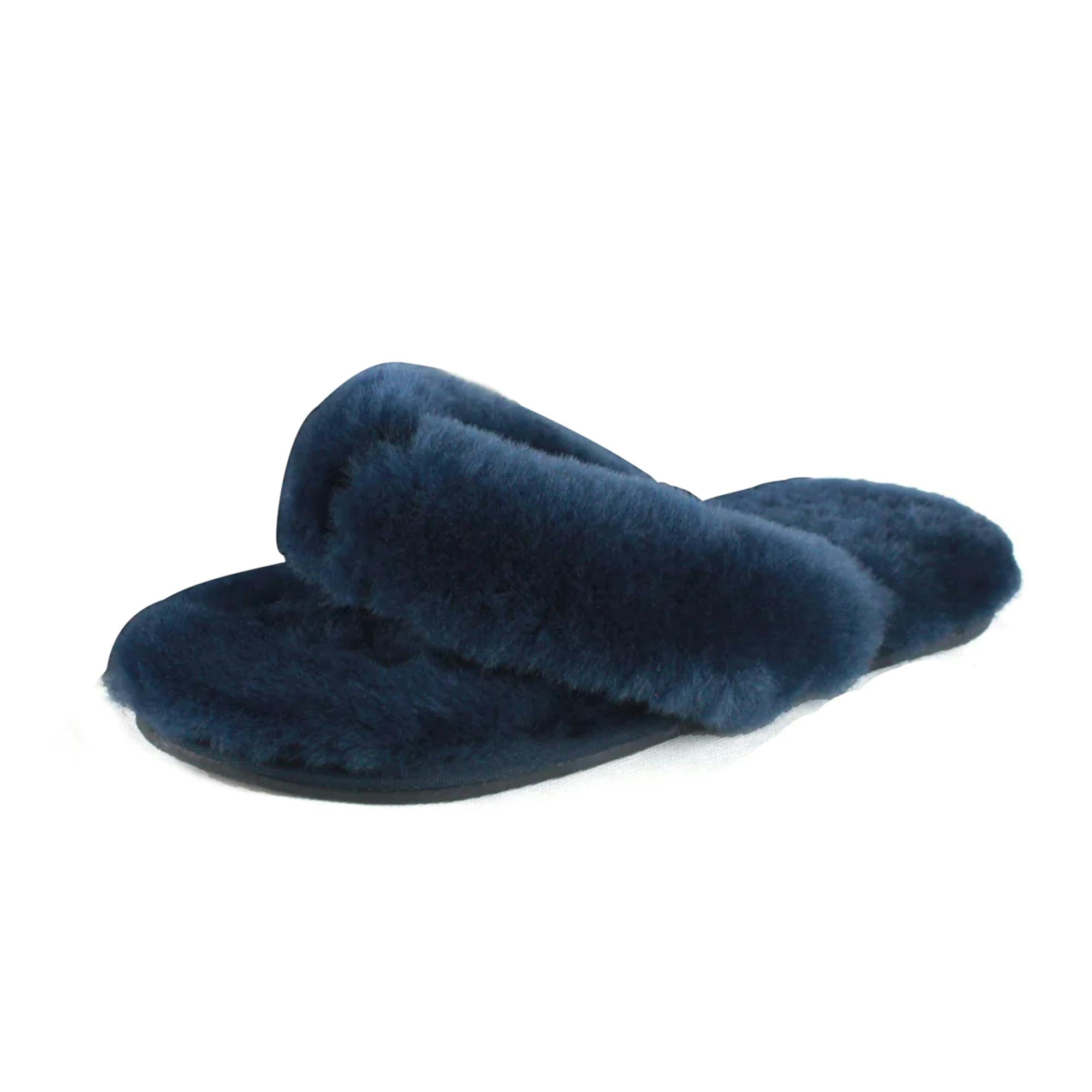 Eastern Counties Leather Women's Sheepskin Flip Flops - Navy - 4 Uk - Navy - 90% Sheepskin/10% Rubber