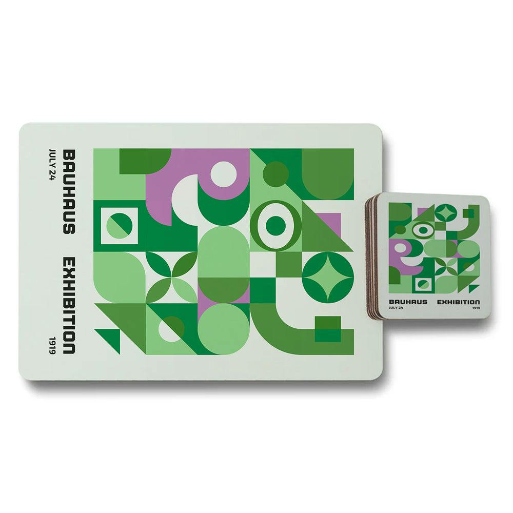 Benjamin Tate Design Set Of 12 Placemats And Coasters With Geometric Artwork And Wood Backing