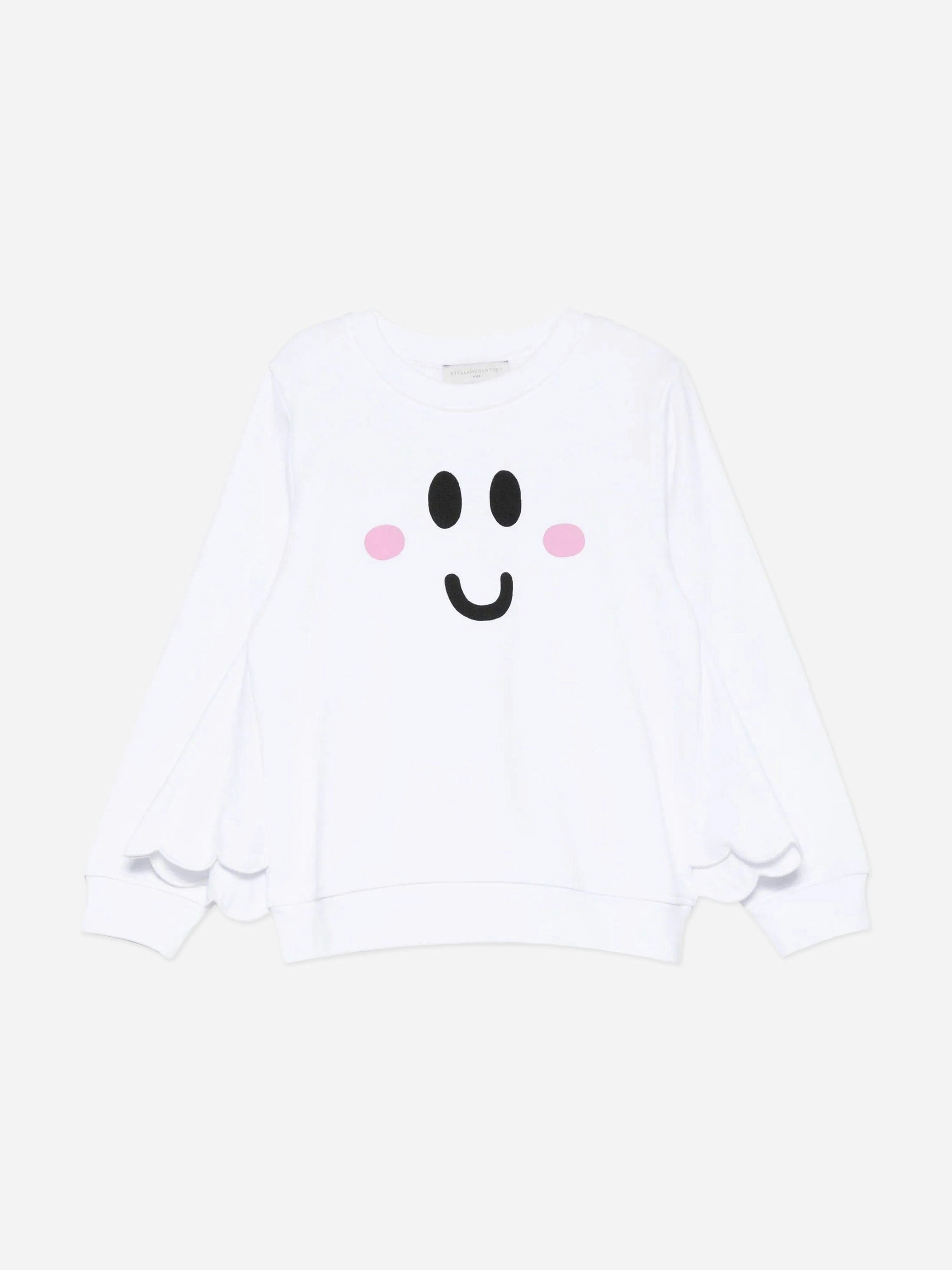 Stella Mccartney Kids Girls White Stella Mccartney Face Print Sweatshirt In - 4 Yrs