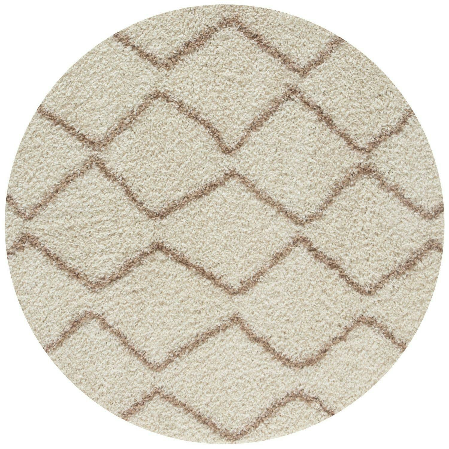 Rackhams Ivory/Beige Moroccan Shaggy Rug | 830 - Ø 120 Cm