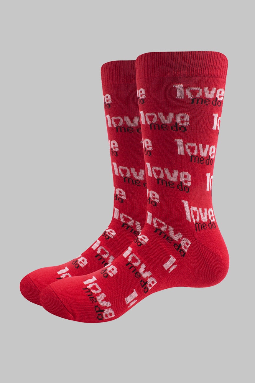 Paradiso Clothing Unisex Red The Beatles Love Me Do Repeat Socks