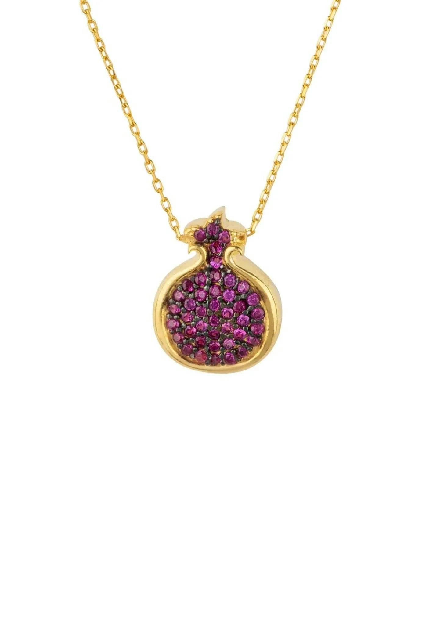 Latelita Pink/Gold Pomegranate Ruby Pendant Necklace