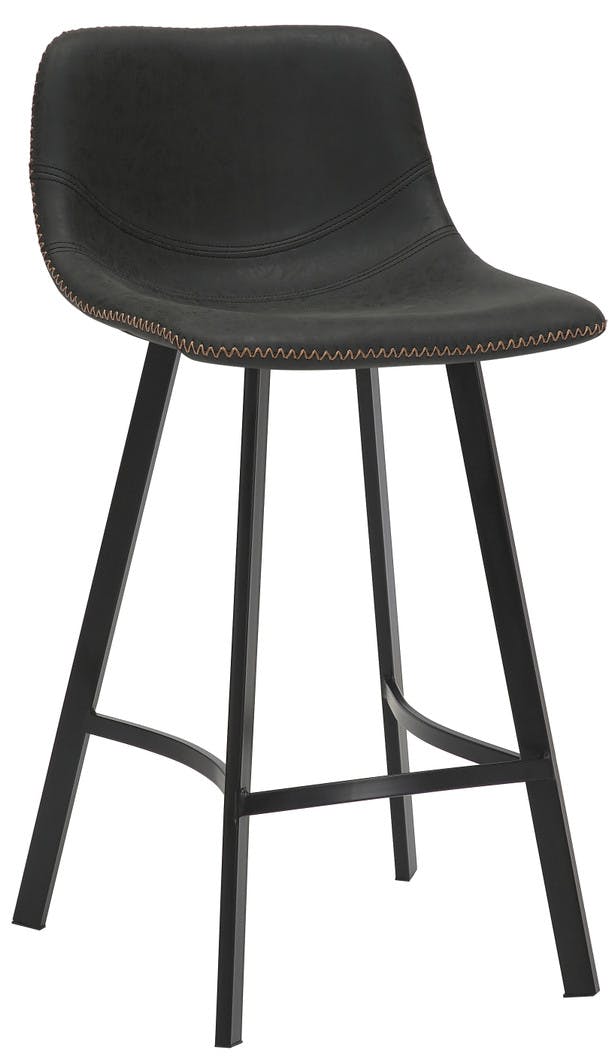 Lamboro Light Antico Fixed Height Bar Stool 66Cm With Faux Leather Seat & Metal Legs