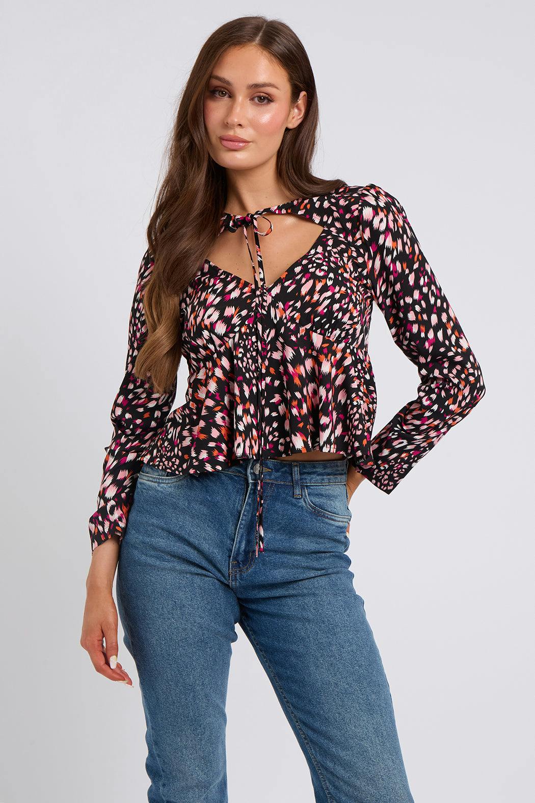 Urban Bliss Tulipa Cut Out Tie Neck Top - 8