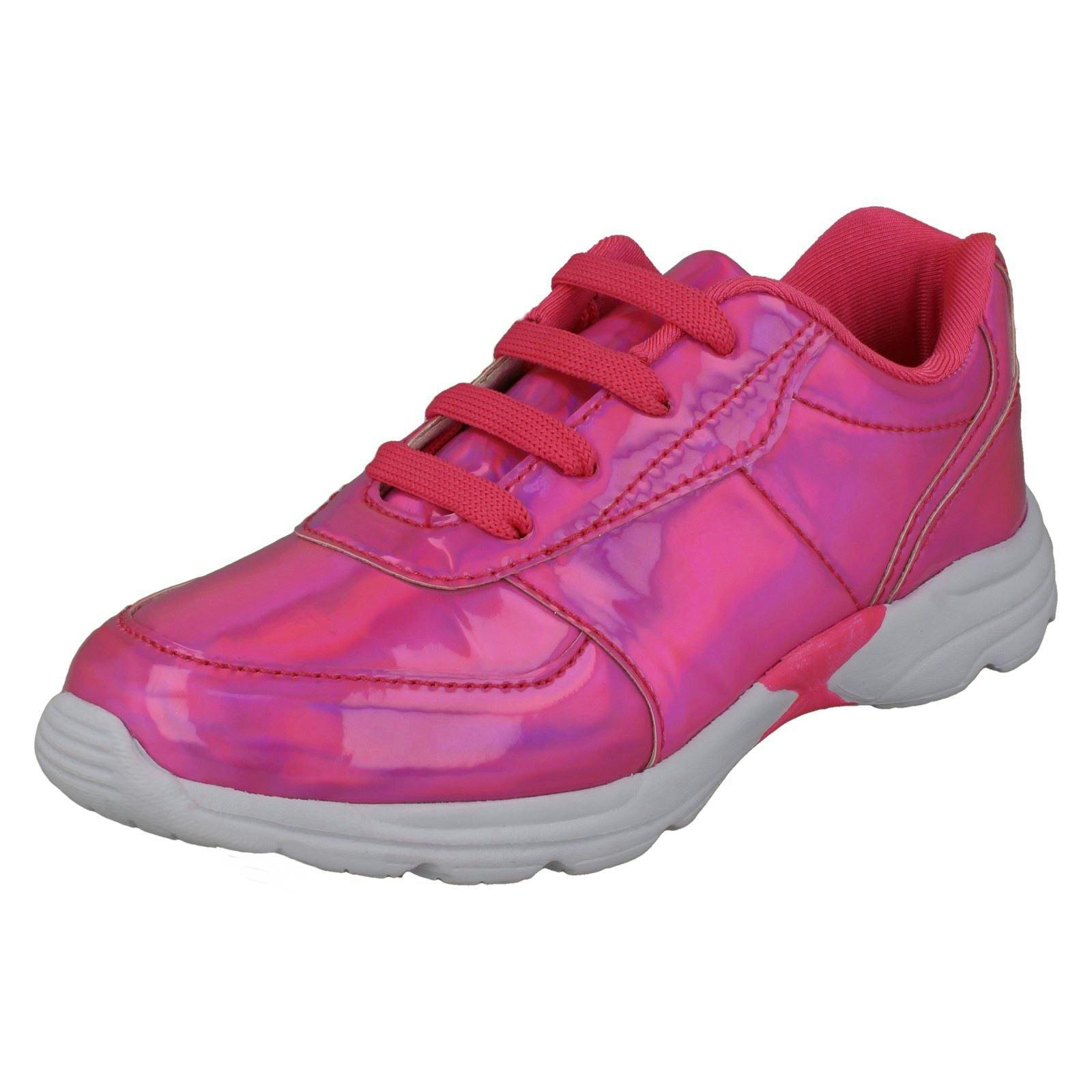 Spot On Girls Pink Casual Hologram Trainers - Hot - Uk 2 Child